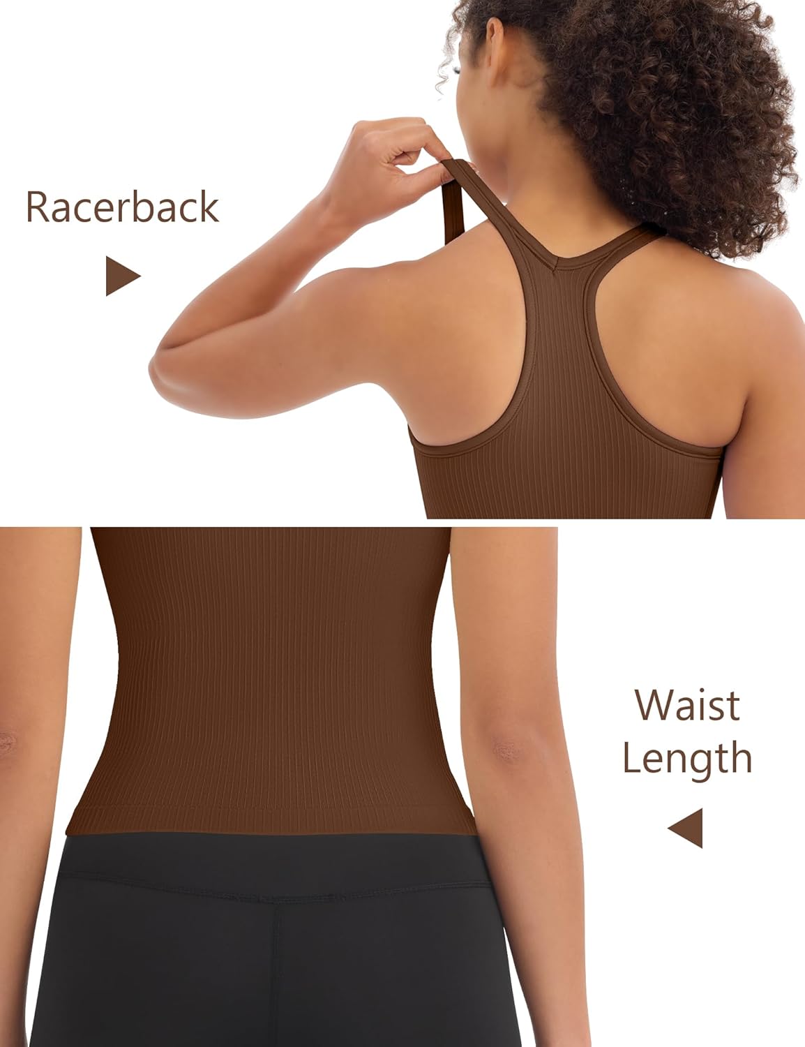 3 Pack Ribbed Workout Crop Tank Tops with Built in Bra for Women Seamless Racerback Cropped Athletic Gym Yoga Tops