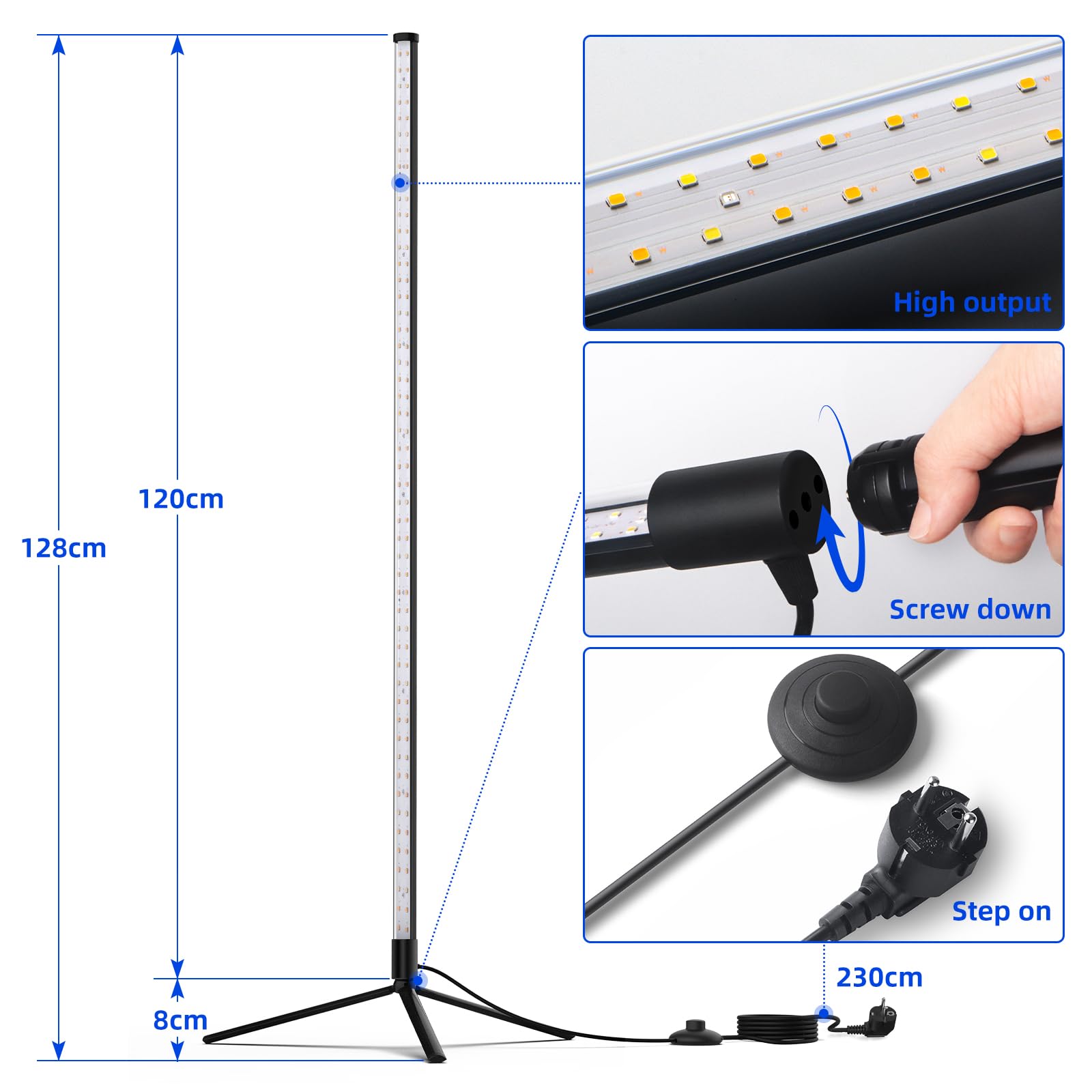 Barrina LED Lumière UV, T10 Lampe Noire UV Verticale, 42W, 385-400nm, 4FT/120cm Hauteur avec Interrupteur Marche/Arrêt Lampe UV pour Halloween, Affiches Fluorescentes, Soirées Lumineuses