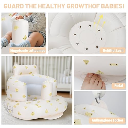 Miniatura 2 de AirSwim Asiento inflable para bebé, silla inflable para bebés de 3 meses en adelante, silla inflable de verano con bomba de aire integrada, asientos