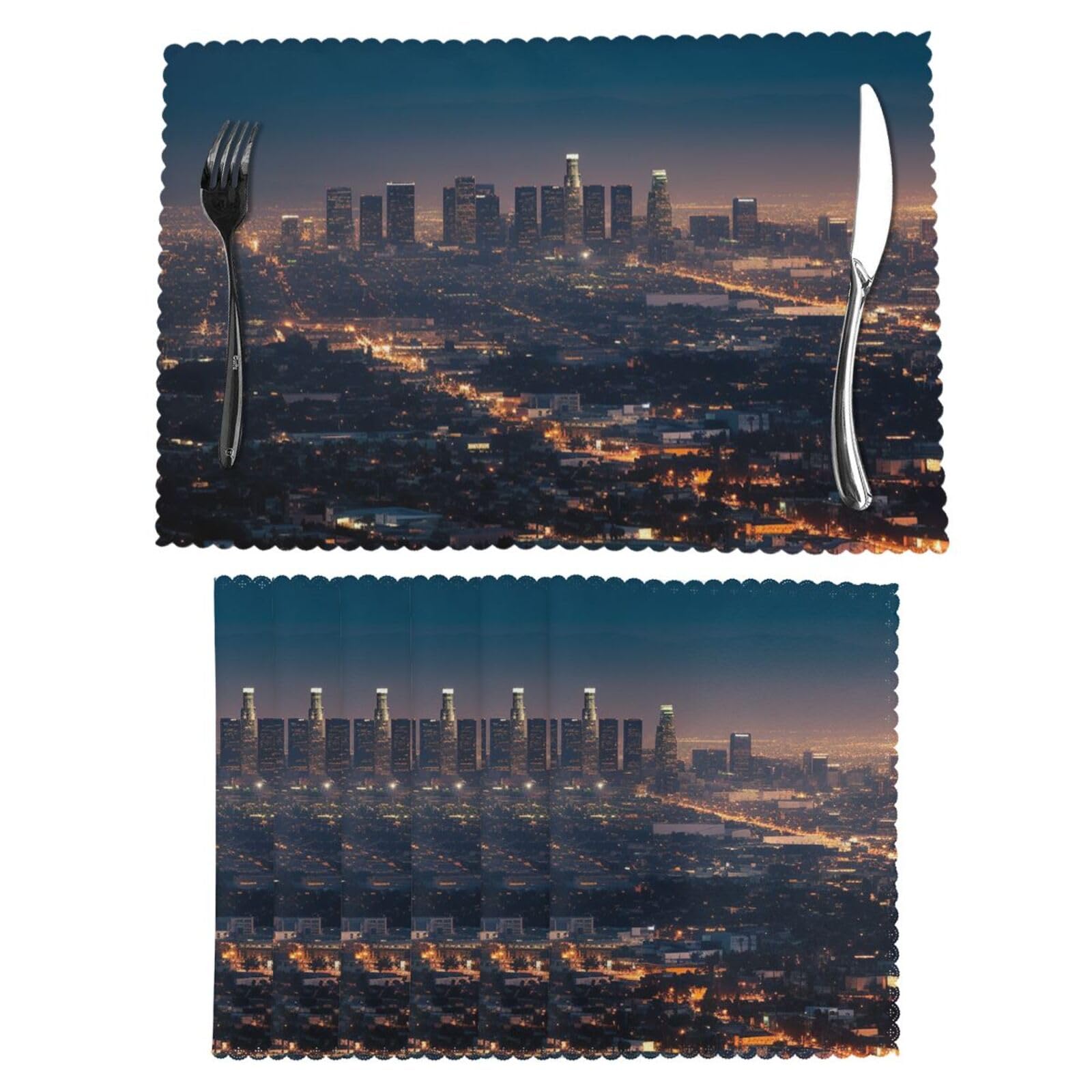 Sets de table Los Angeles en vinyle premium de haute résistance 30x45cm