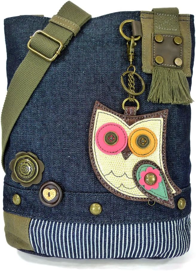 Chala Handbag Patch Crossbody Handbags with Owl Key-Fob (Denim)