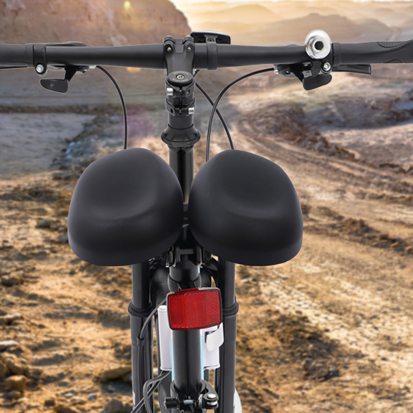 Sellino per bicicletta senza naso, Sella da bici ergonomica regolabile 22–24,9 cm di larghezza, cuscino extra largo ad assorbimento degli urti, grande cuscino in PU a decompressione per mountain bike