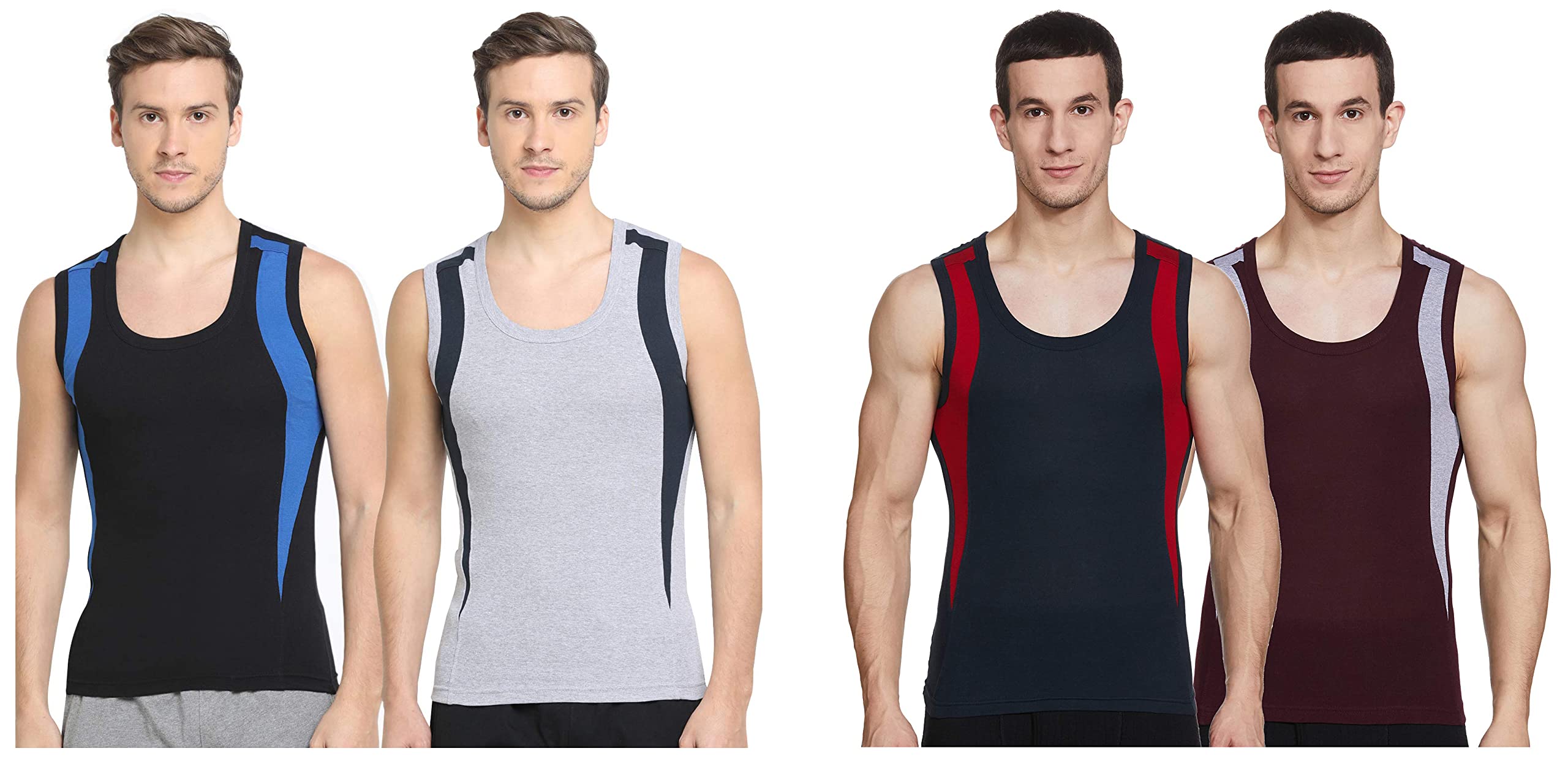 men's innerwear regulart fit solid vest (pack of 2) (grey melange & black_l) men's casual regulart fit plain vest (pack of 2) (wine red & navy_l)