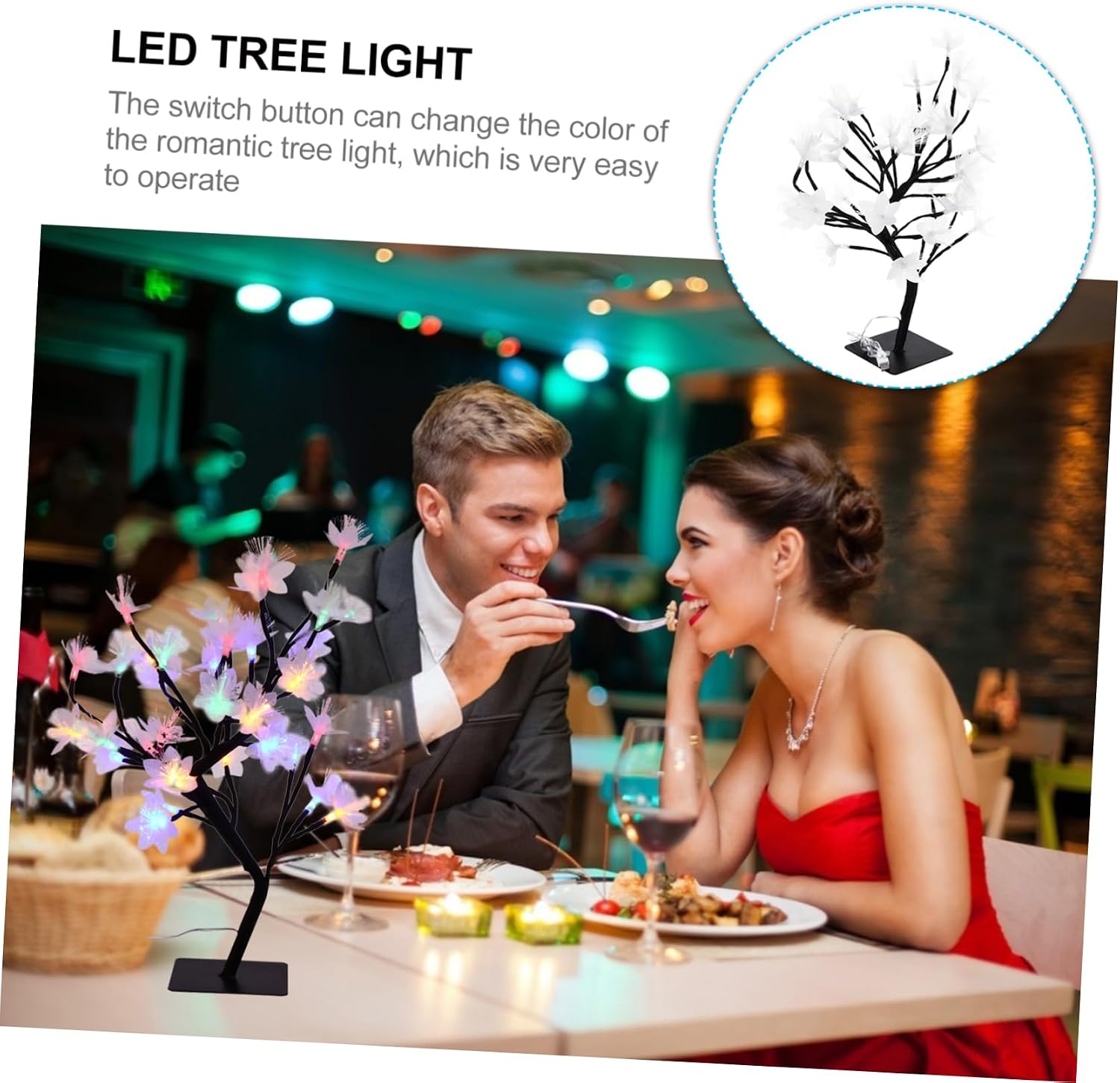1Pc Artificial Optic Flower Tree Light USB Charging Tabletop Lamp for Home Office Wedding Decor for Christmas and Halloween