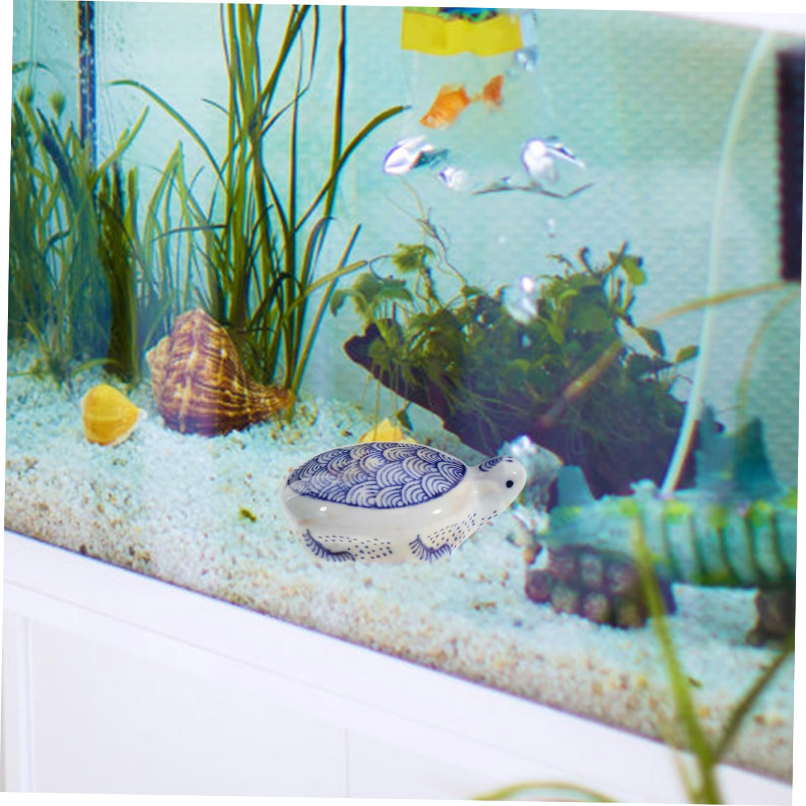 Cabilock 4 Uds Decoración De Tortuga De Cerámica Peces De Dibujos Animados De Acuario Accesorios para Tanque De Peces Adorno De Acuario Decoración De Pecera Adorno De Animal para