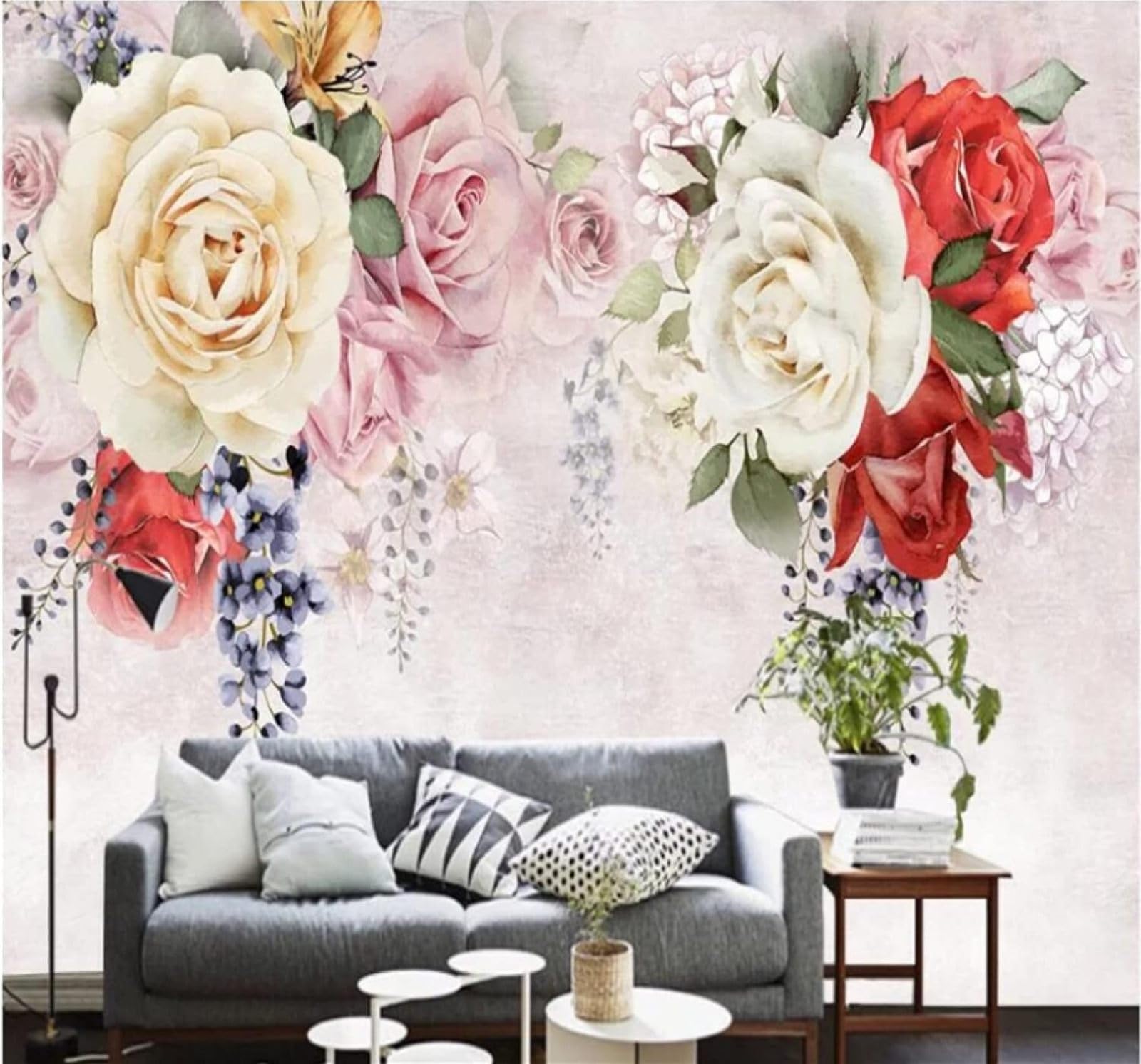 XLMING Vintage Beautiful Three Dimensional Pastoral Roses 3D Wallpaper Luxury Home Dining Decor Paste Sofa Living Room The Wall for Bedroom Mural-400cm×280cm