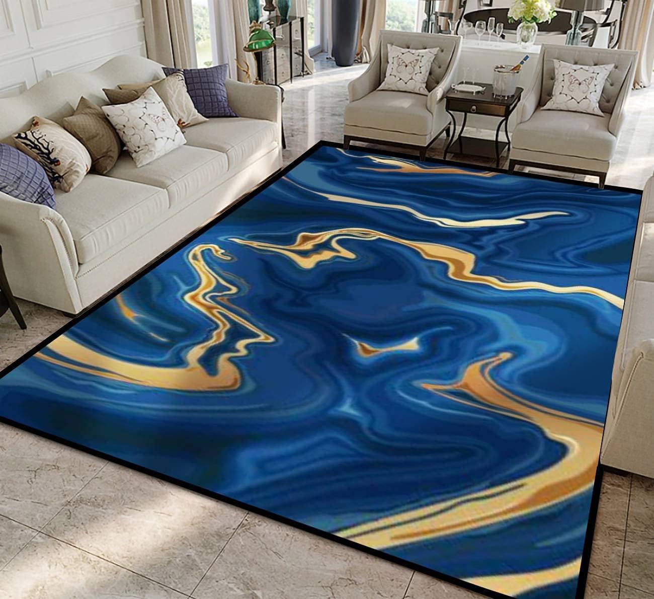 Tapis de salon bain antidérapant en flanelle douce aspect marbre