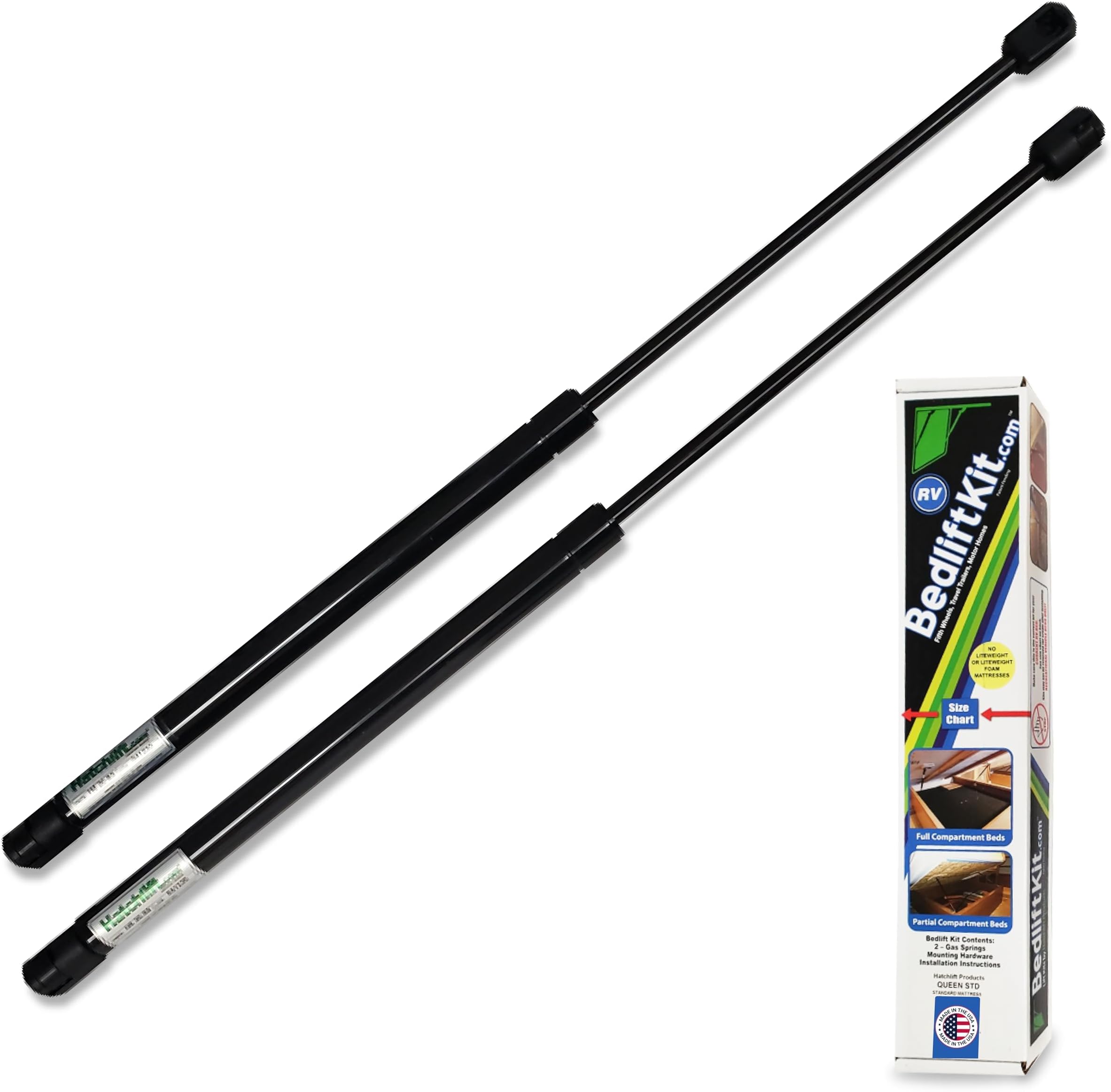 Hatchlift RV Bed Lift Kit - Queen Size - Gas Strut Hardware for Heavy Lids - ...