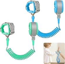 2PCS Toddler Reins, 1.5M Child Wrist Strap Safety Harness for Walking | Anti-Lost Elastic Design with Secure Key Lock, Comfortable for Travel, Outdoor Walks and Crowded Places, Blue & Green