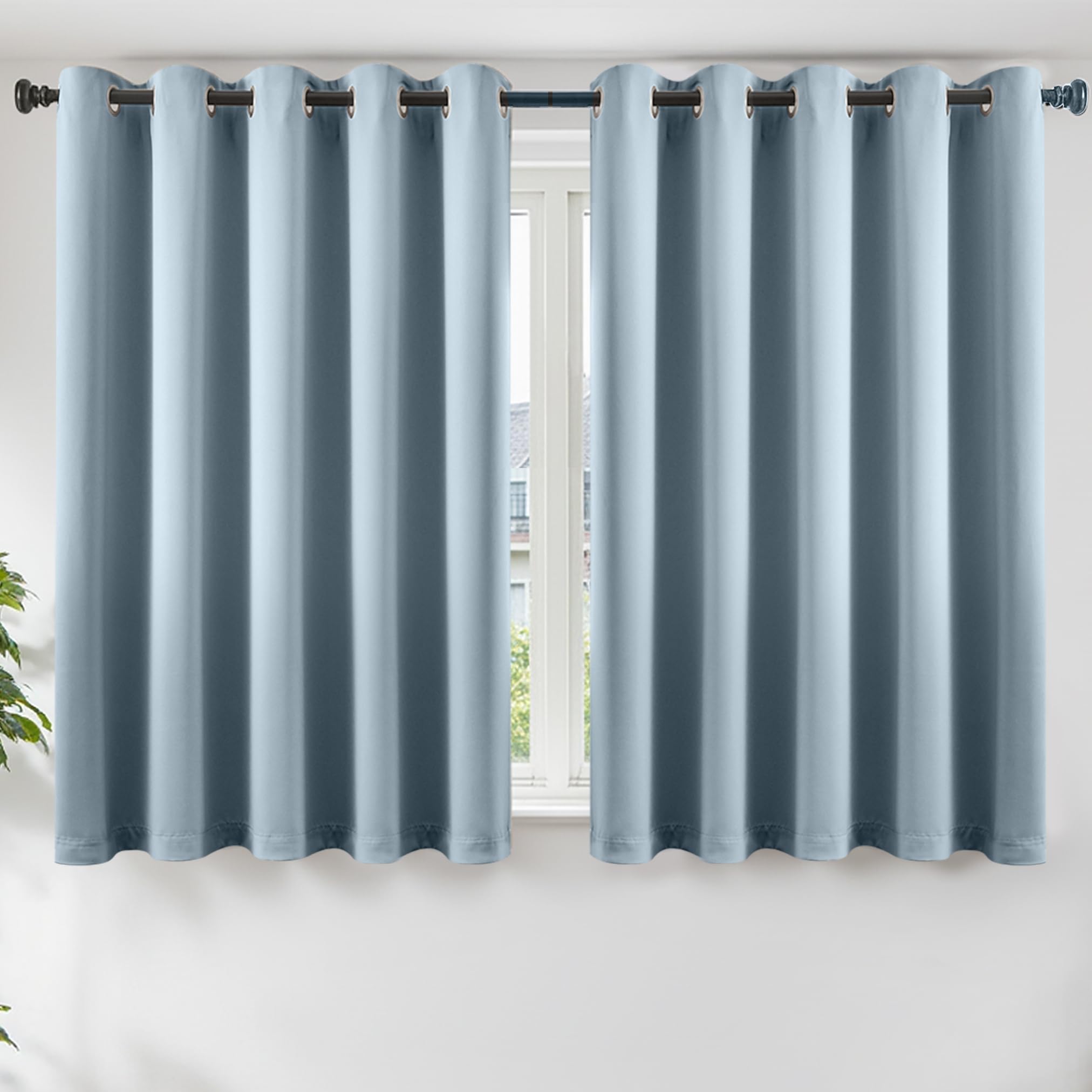 TOPICK Light Blue Blackout Curtains, 2 PCS Thermal Room Darkening W66 xL54
