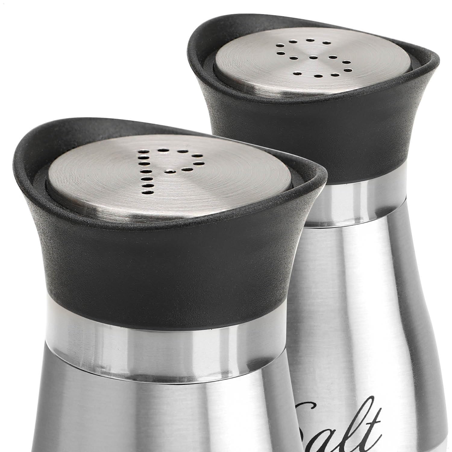 com-four® 24-teiliges Salz- und Pfefferstreuer-Set aus Edelstahl und Glas - Gewürzbehälter mit Aufschrift - Schüttler für Gewürze in Küche und Gastronomie - Würzspender