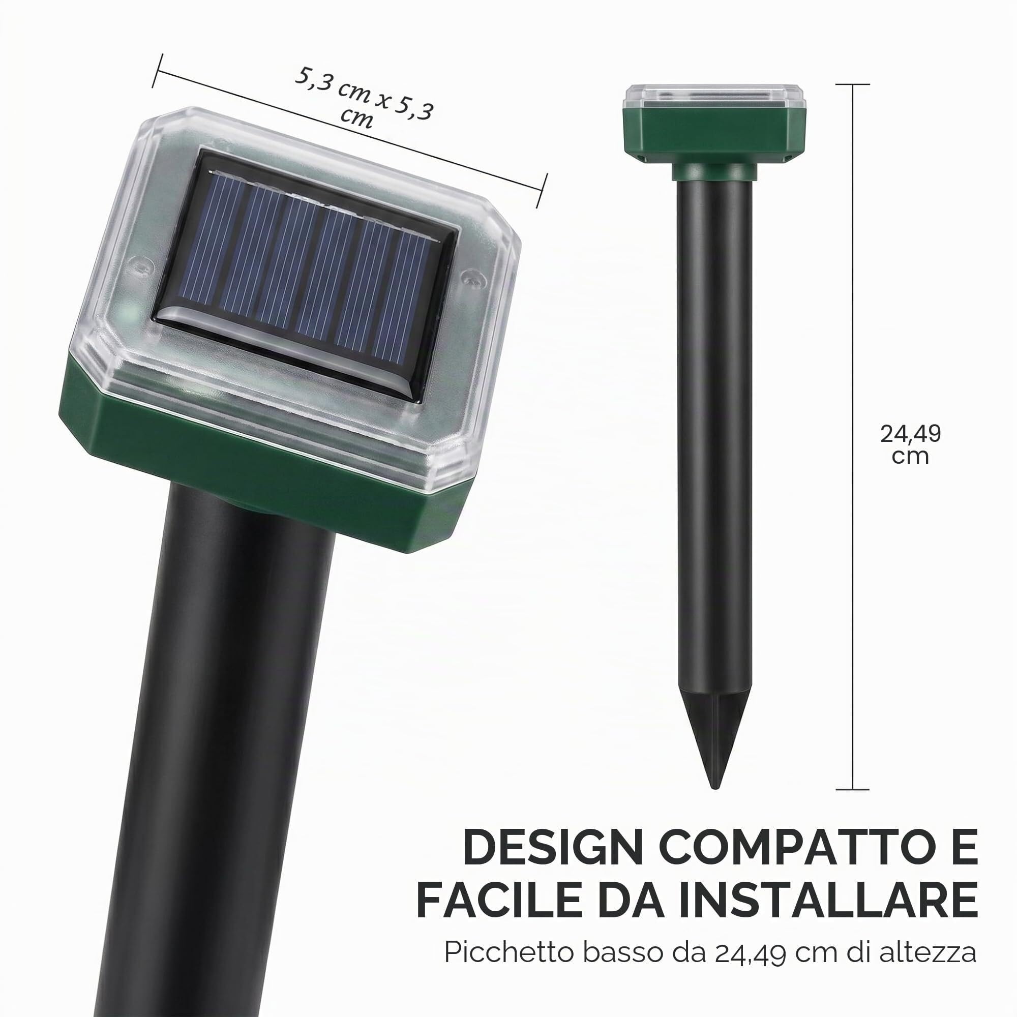 Repellente Solare a Ultrasuoni per Serpenti, Ratti e Zanzare, Impermeabile per Esterni Giardino Cortile Fattoria, 6 Pezzi(8)