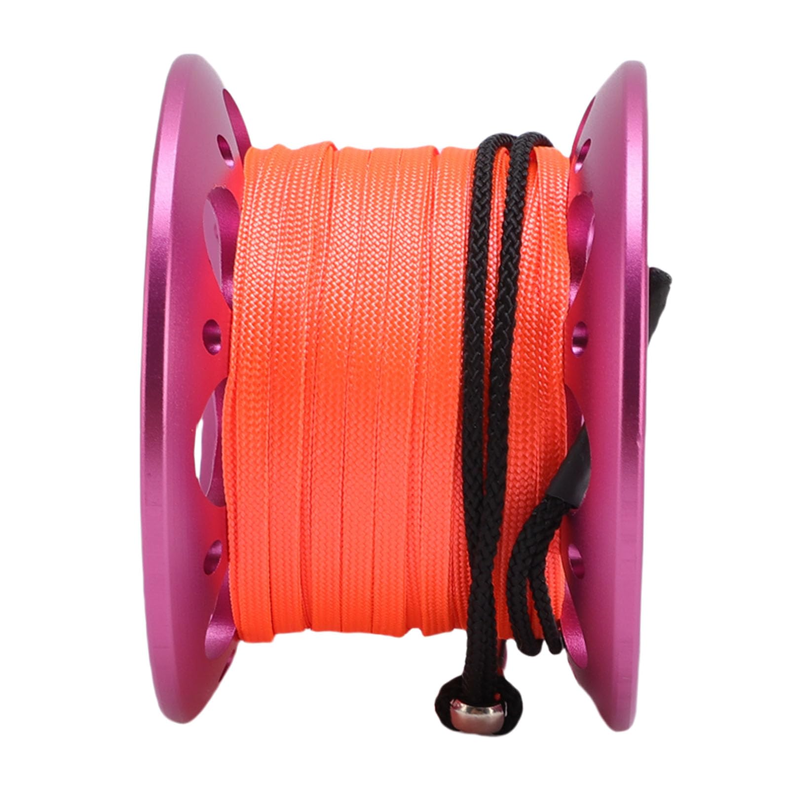 Fabater Dévidoir de plongée sous-Marine, Bobine en Alliage d'aluminium pour épaves et grottes, avec Fil Haute visibilité de 15 m et Mousqueton à Double extrémité, pour Les activités (Rose Rouge)