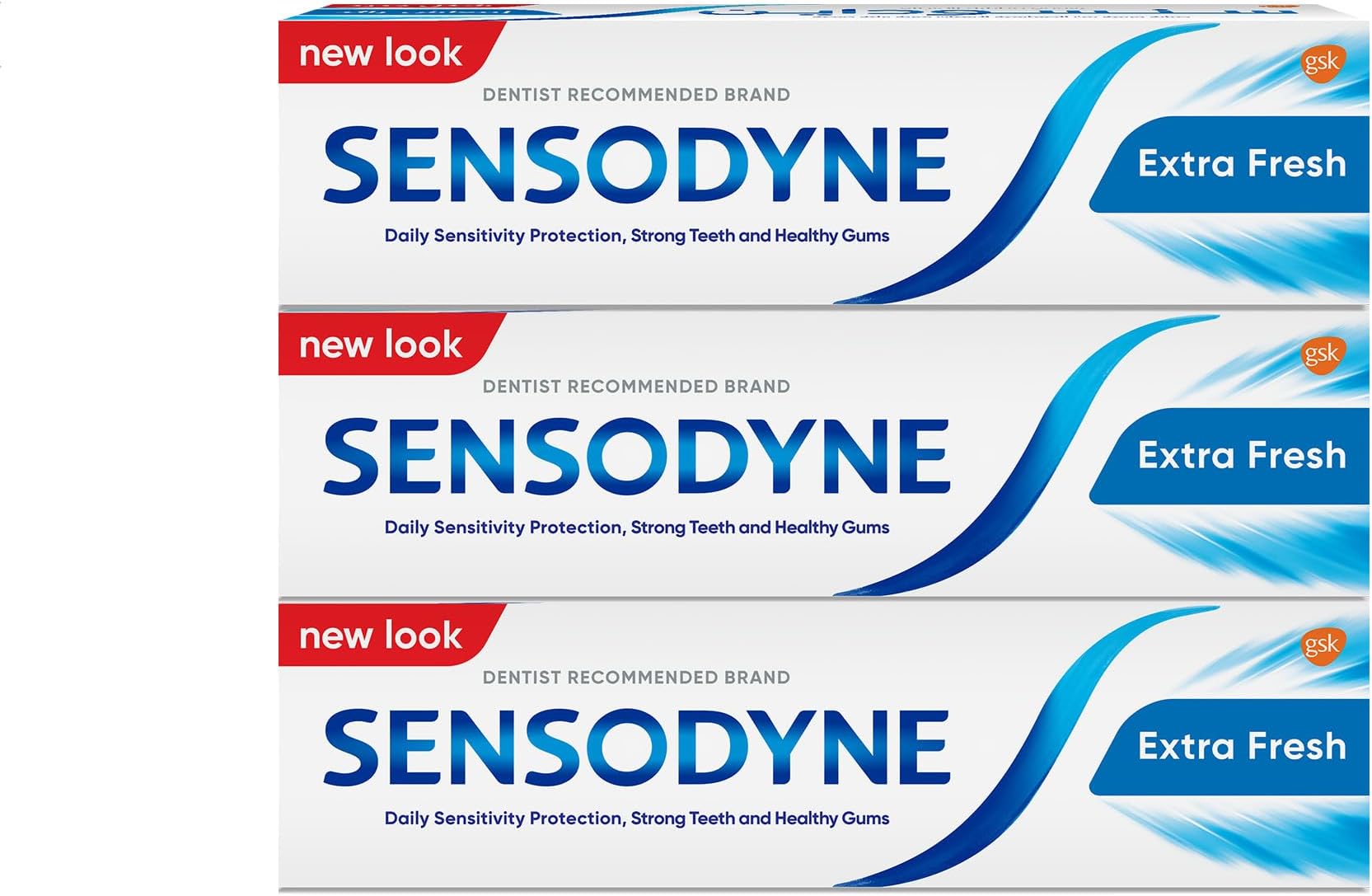 Toothpaste, Family Pack, Daily Sensitivity Protection, Strong Teeth and Healthy Gums, Developed by Dentists and Experts, Extra Fresh, 75 ml X 3