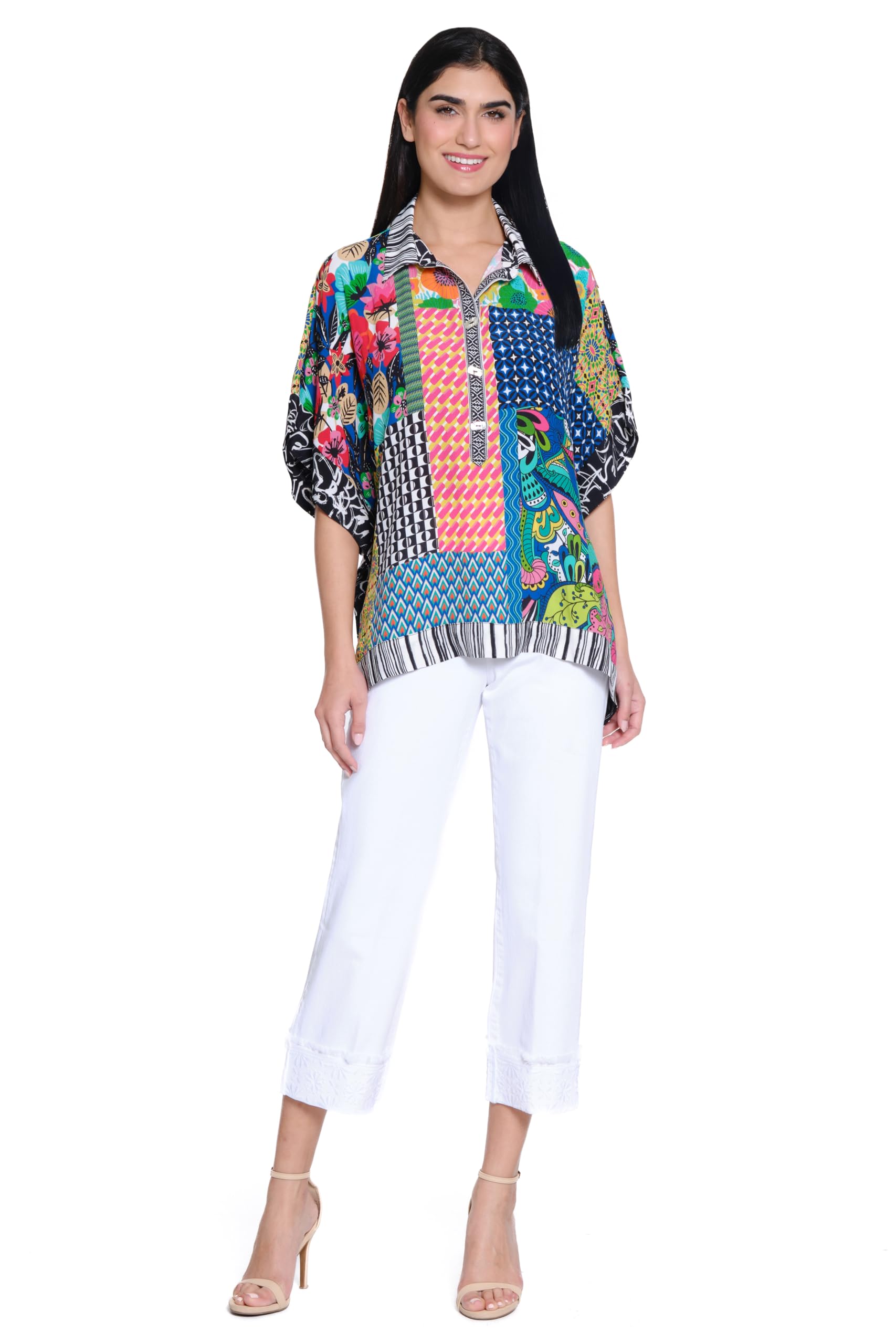 John Mark Womens Five- Pocket Pant with Embroidery Cuff