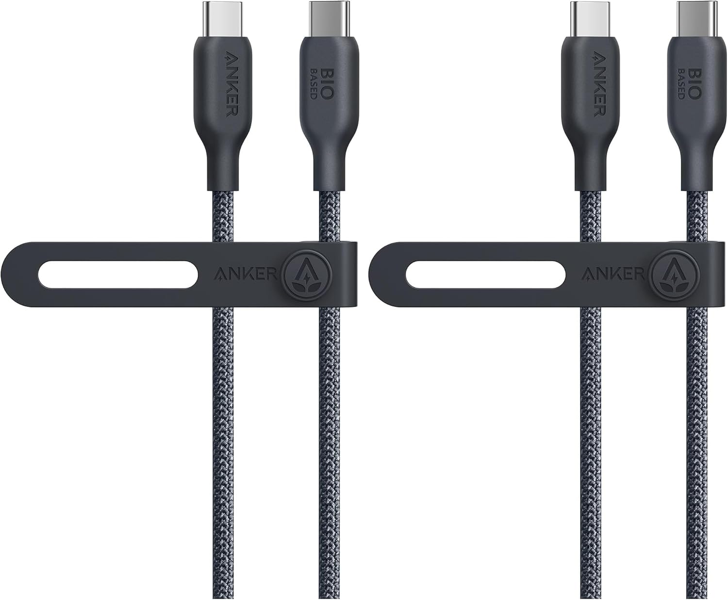 Anker USB C Cable, 240W Bio-Braided Type C Fast Charge Cord for iPhone 17 Series, MacBook Pro 2020, iPad Pro,and More(USB 2.0, 3FT, Phantom Black) (Pack of 2)