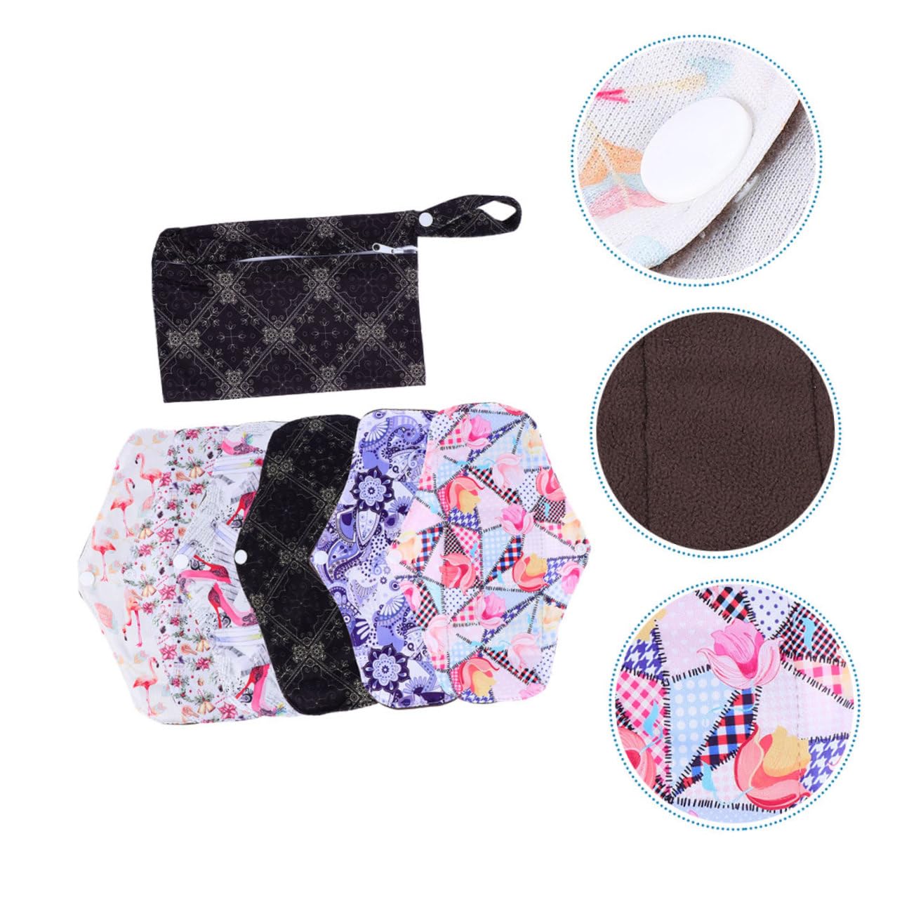 Pad-set 7-teilig Anthrazit Menstruationsservietten Auslaufsicher Stillunterlage Für Frauen Zufälliger Stil