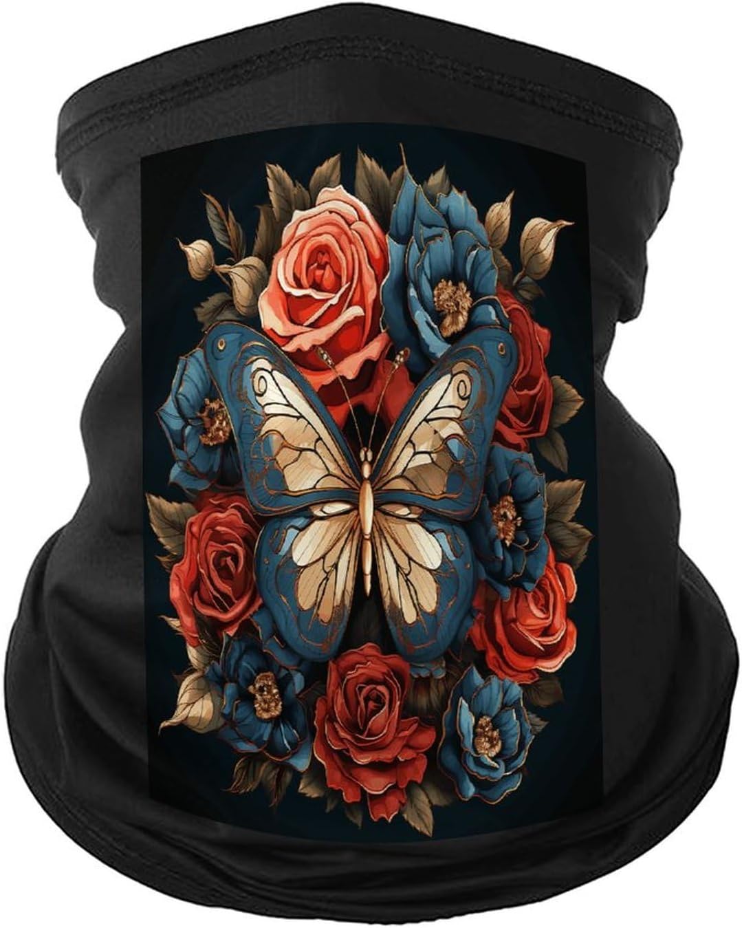 Butterflies And Roses Summer Cooling Neck Gaiter,Face Mask Breathable Scarf for Men Women,Gaiter Face Mask for Skiing Fishing Hiking Cycling