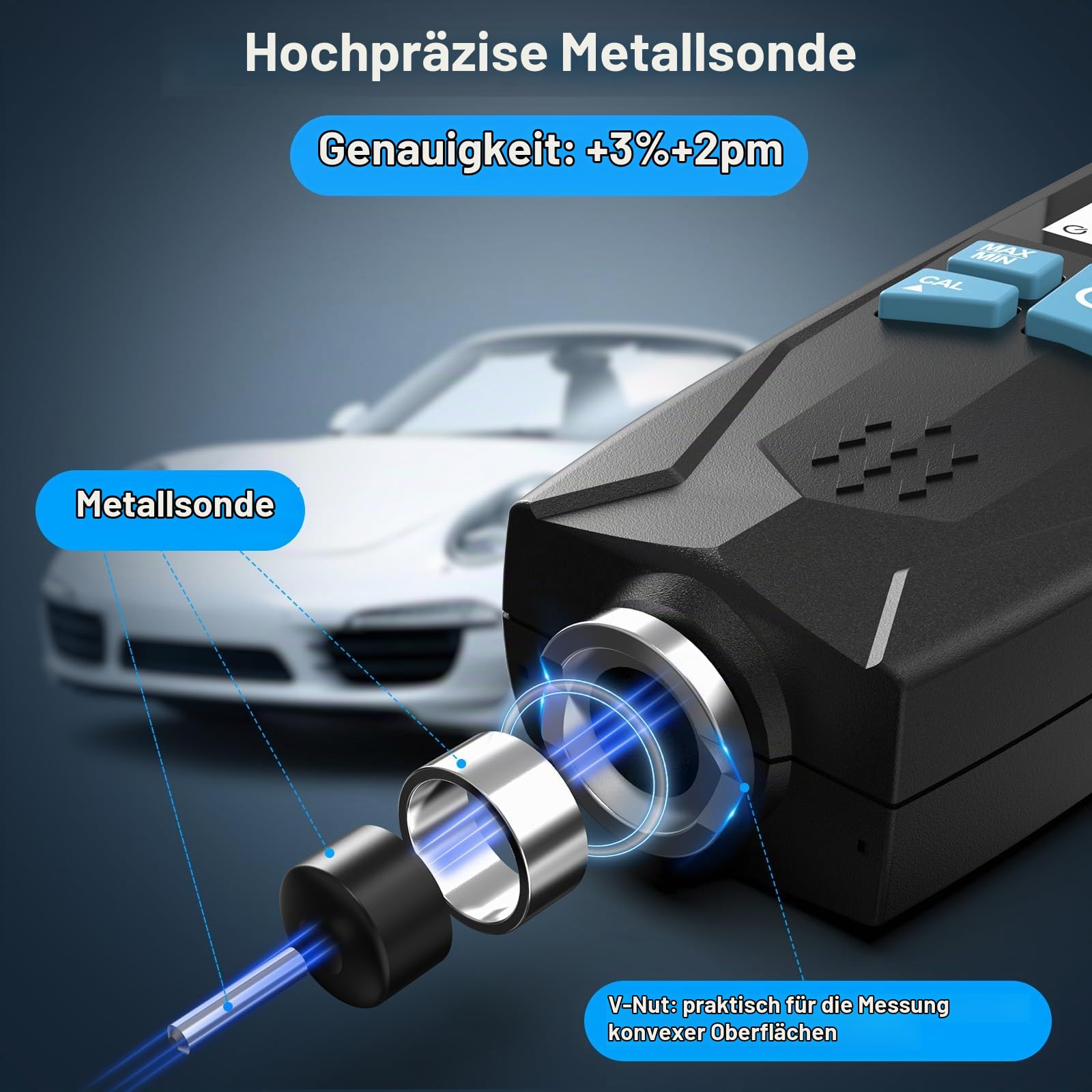 DURFICST Lackmessgerät Auto mit Fe/NFe Automatische Erkennung