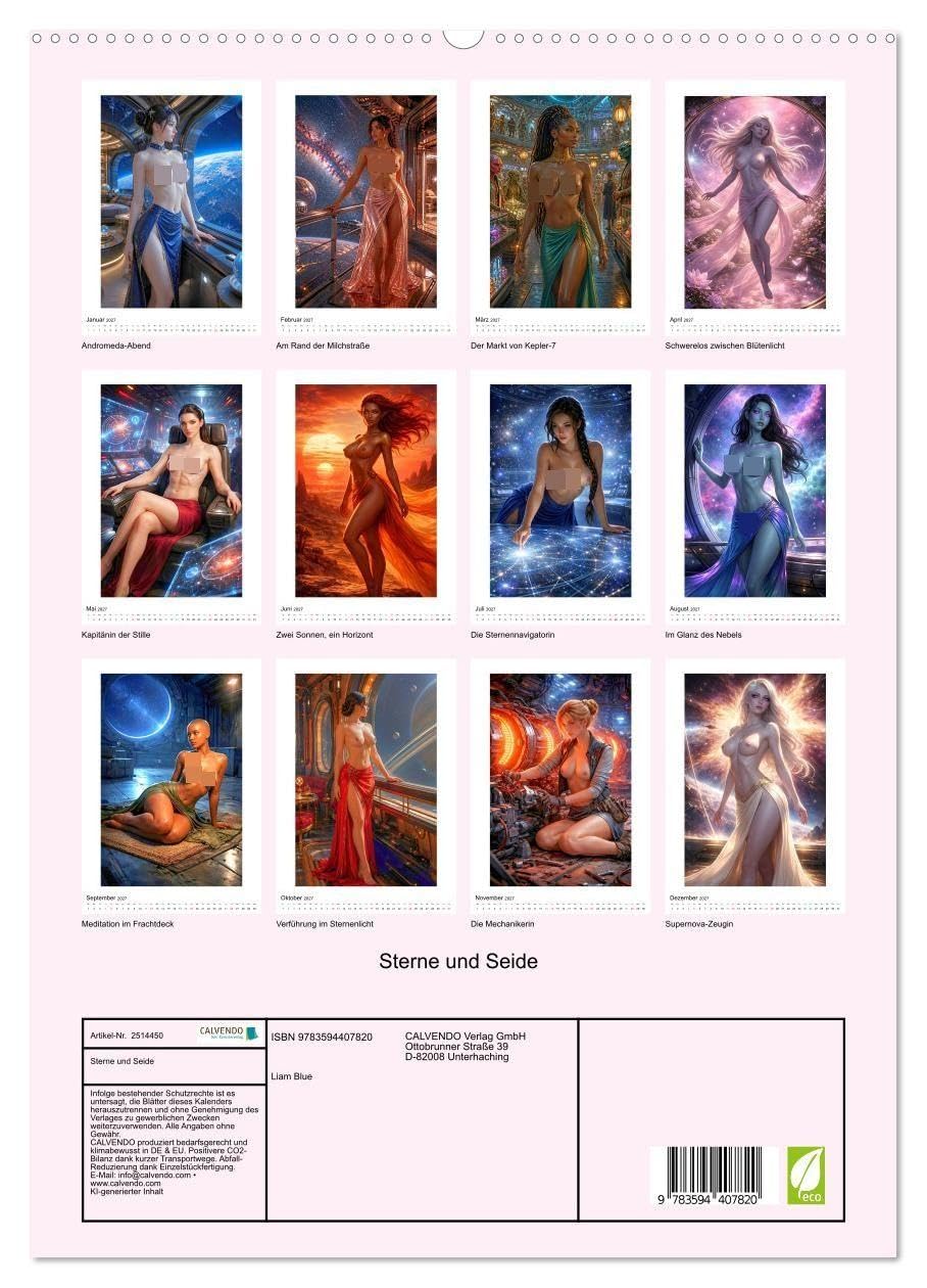 Sterne und Seide (hochwertiger Premium Wandkalender 2027 DIN A2 hoch), Kunstdruck in Hochglanz: Verführung jenseits der Schwerkraft - wo Seide auf Sterne trifft