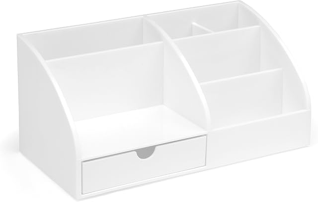 OSCO Clear Acrylic Desk Organiser, White