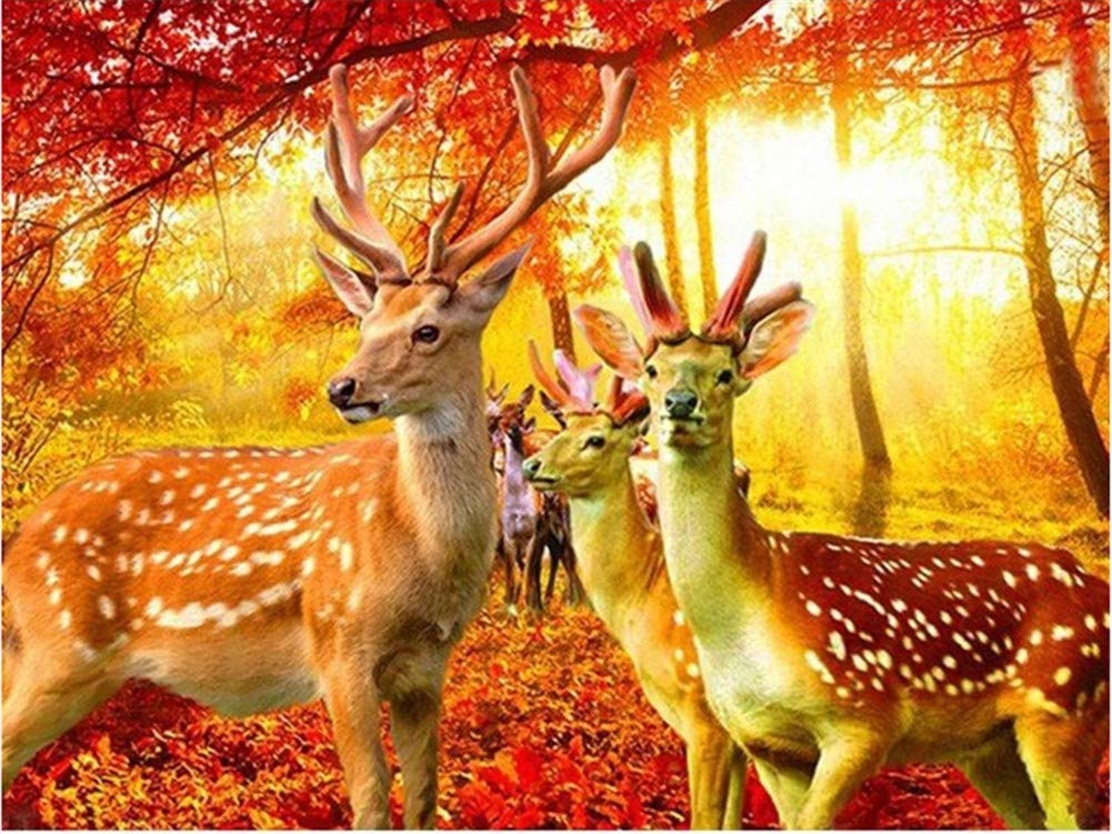 Peinture complète cerf de forêt pour combler les murs vides avec un art diamant 70x90cm