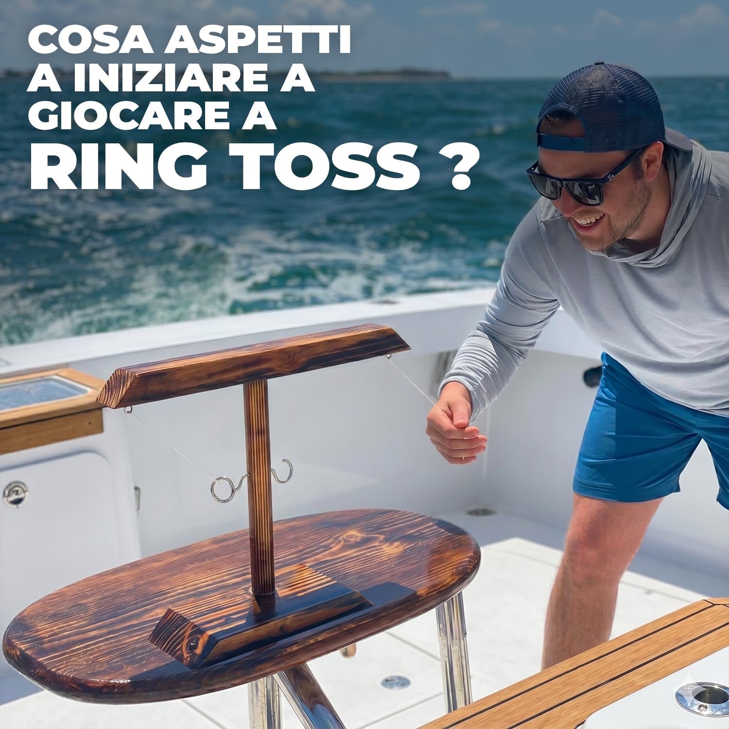 Original Cup Gioco Ring Toss® | Gioco di abilità in Legno | qualità Premium | Lanciatore di Anelli Appeso | Chi sarà Il più Veloce? | all'Interno e all'aperto | Adulti | 100% Legno | SparkL®