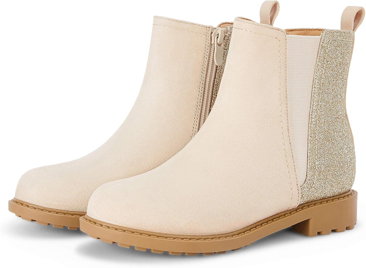 Coutgo Girls Glitter Ankle Boots Side Zipper Comfortable Chelsea Dress Booties for Toddler/Little Kid/Big Kids