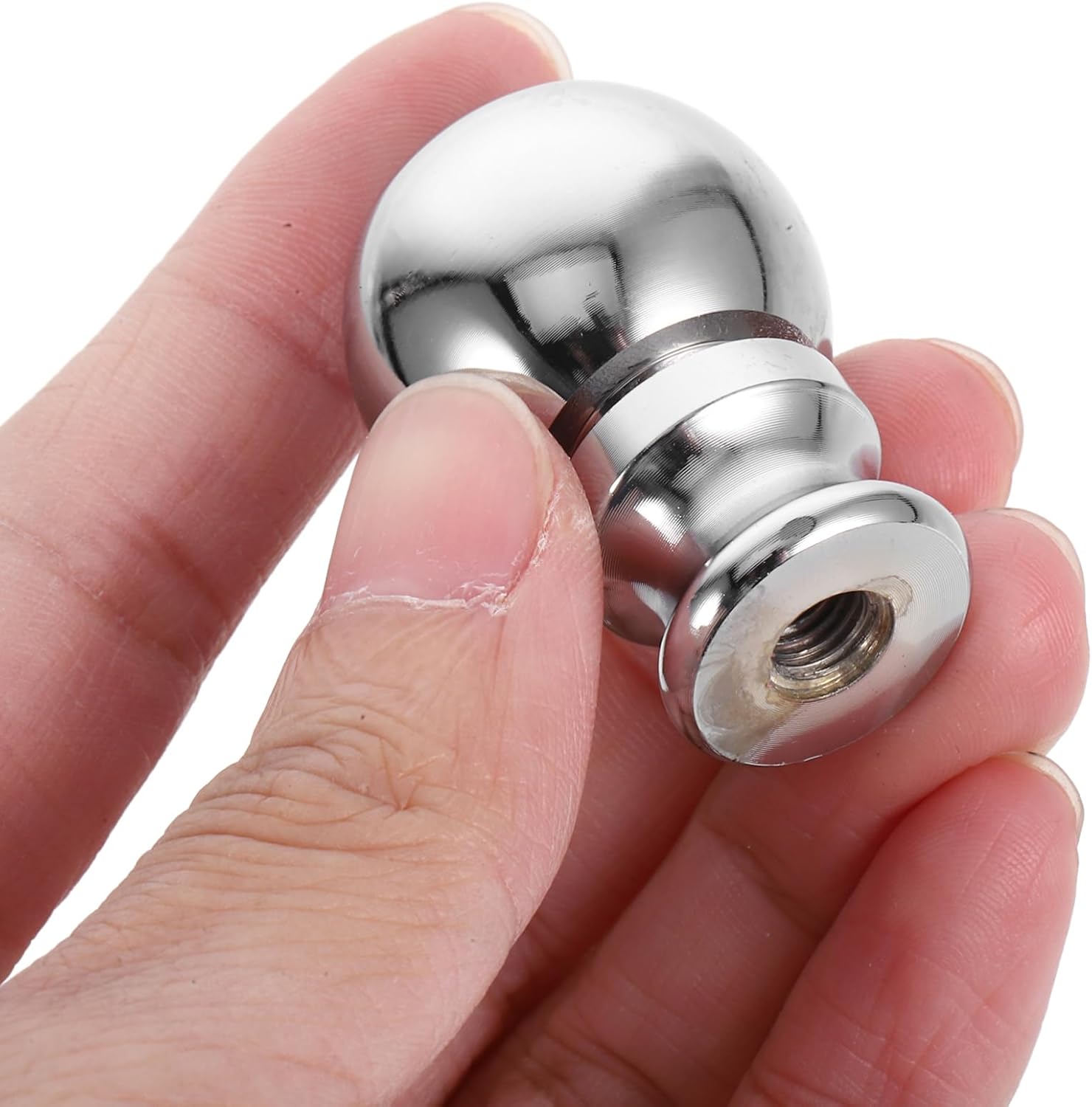 Angoily Ball Lamp Finial Cap Knob for Lamp Shade Top,Solid Lamp Finial Screw Finial for Table or Floor Lamps Harp Holder Silver