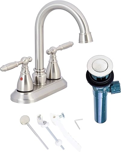 Miniatura 3 de Tienda Basics AB-BF606-SN - Grifo para lavabo, 4 pulgadas, níquel satinado