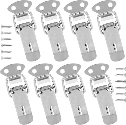 Miniatura 7 de 8Pcs Spring Loaded Toggle Latchs Stainless Steel Security Hardware Latch Catch Hasp Clamp Clip with Screws for Case Box, Chest (2.8inch/ 72mm