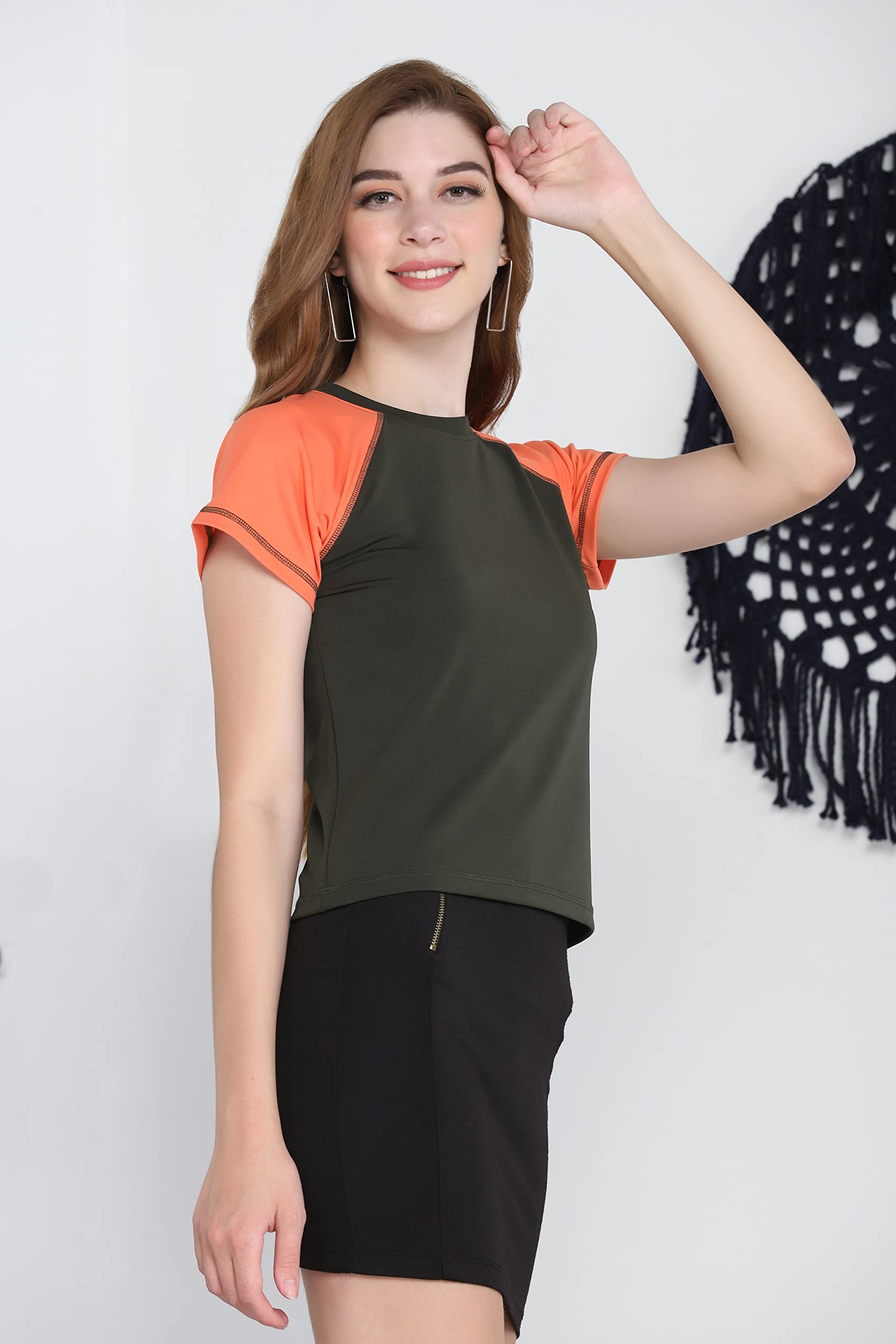 Leriya Fashion Top corto da donna con maniche a mantello per atletica, allenamento, atletica, yoga, palestra
