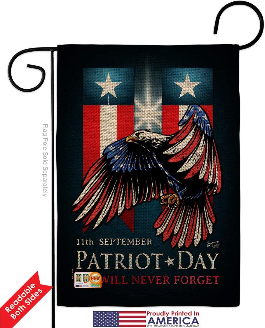 Patriot Day 911 Burlap Garden Flags Pack Patriotic World Planet Peace Environment Awareness United State American USA Applique Small Decorative Gift Yard House Banner Double-Sided US Made 13 X 18.5
