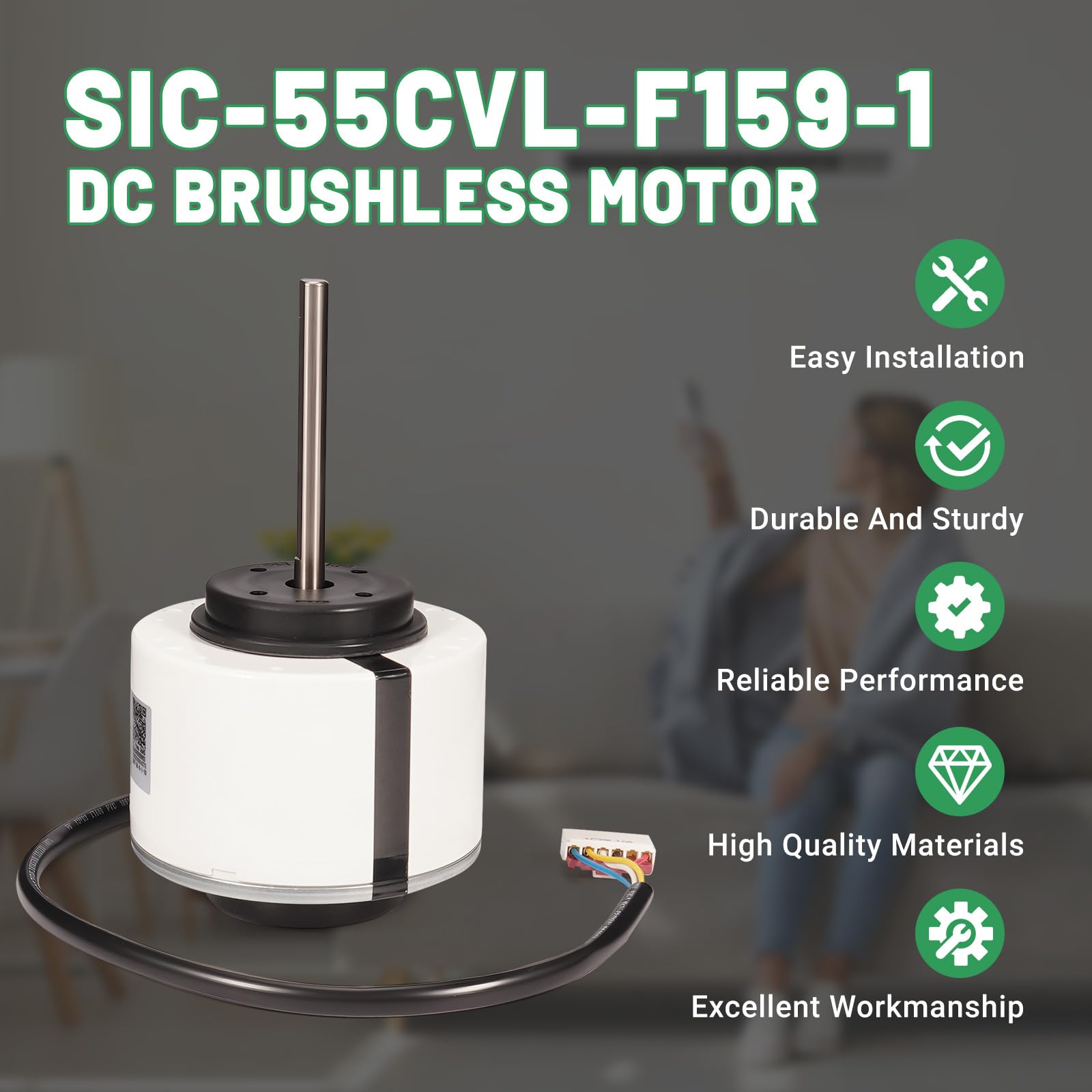 Motore del ventilatore senza spazzola di CC del motore del condizionamento d'aria di WZDK58-38G SIC-55CVL-F159-1, 58W 8P 1350r/min CCW 5 fili per il condizionatore d'aria dell'invertitore di