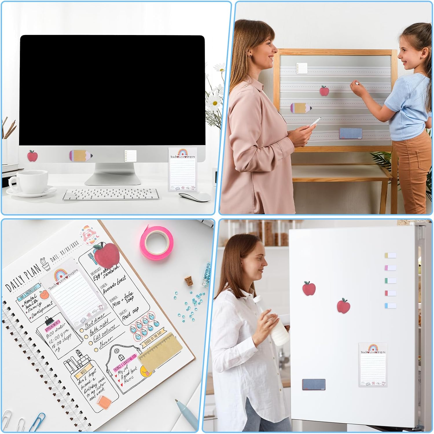 Teaching is A Work of Heart Teacher Sticky Notes Supplies Set, Teacher Appreciation Sticky Notes Gifts Note Pads Writing Memo Pads Self-Stick Chalkboard Pencil Shape School Office 550 Sheet(White) - Image 5