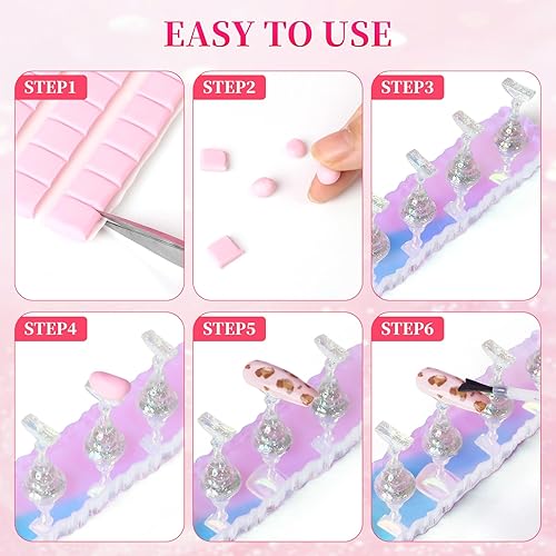 Miniatura 33 de ANGNYA Soporte para uñas a presión, 2 juegos de soportes para uñas Aurora para pintar uñas a presión con 96 piezas de masilla adhesiva reutilizable