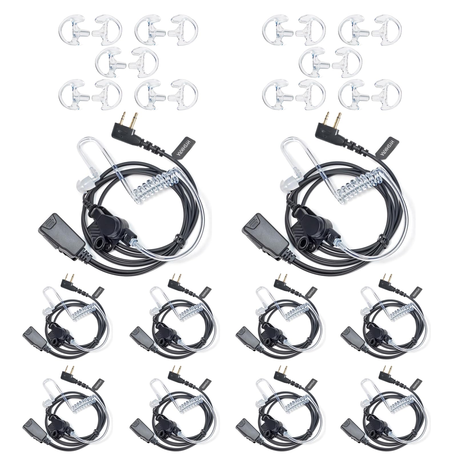 2-Pin Funkgeräte Headset mit Mikrofon PTT (Akustikrohr, 10) | kompatibel mit Midland G7 pro G8 G9 pro M24 M24 Plus M48 M99 G6 XT G7 XTR für Sicherheitspersonal und Bodyguards