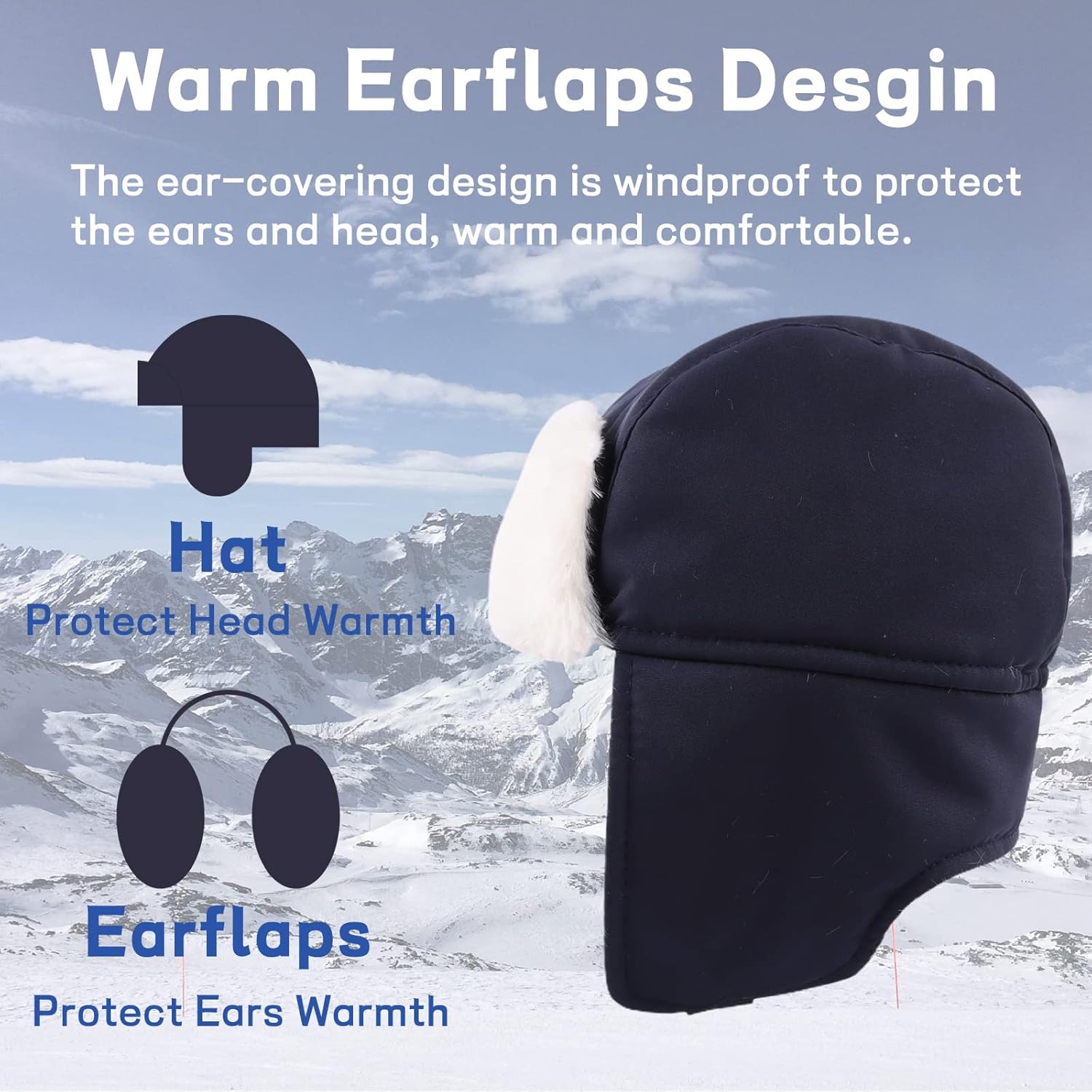 JANGANNSA Waterproof &Windproof Winter Baby Beanie Fleece Lined Kids Trapper Hat Earflap Warm Hat for Boys Girls - Image 2