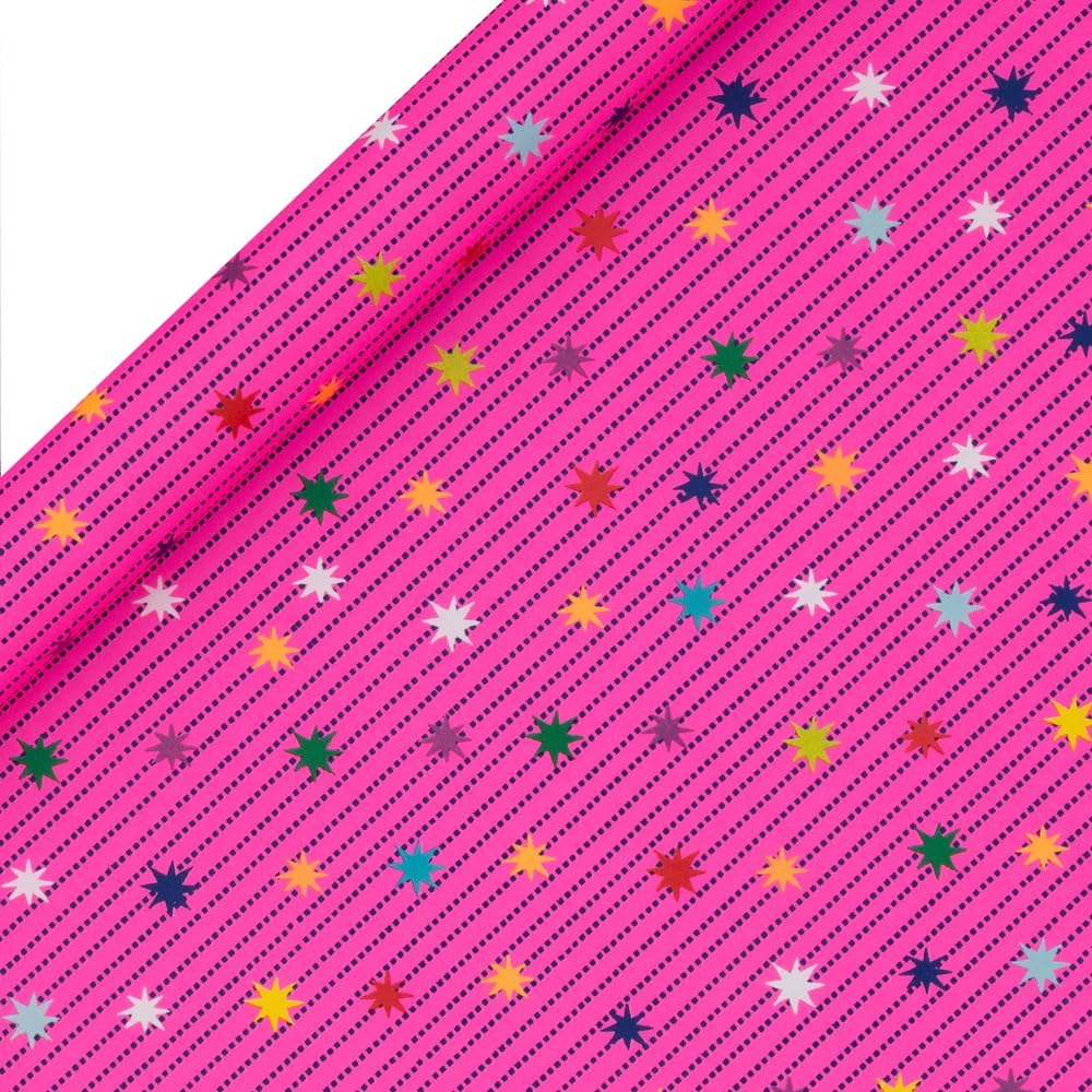 Glick - Star Garland Pink Paper Roll, for Birthdays and Other Celebrations, Gift Wrapping, Arts & Crafts, 4 metres x 70 cm, Pink