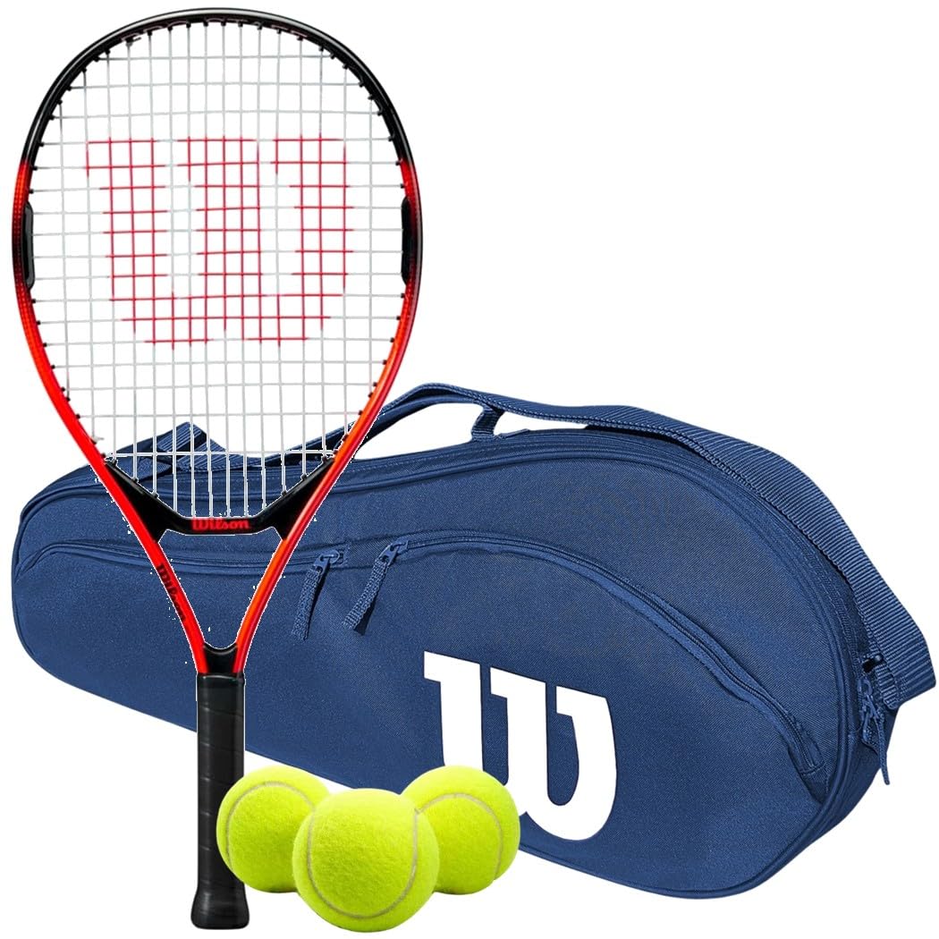 Wilson Pro Staff Precision 25 Inch Jr Tennis Racquet Bundled w a Wilson Advantage 2.5 Tennis Bag (Navy) and (3) Tennis Balls