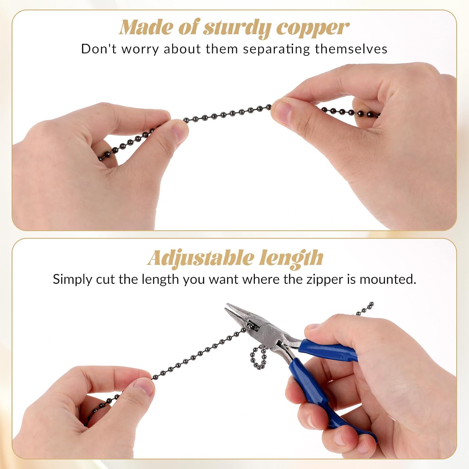 2 Pcs Ceiling Fan Pull Chain Extender Wooden Ceiling Fan Pull Chain Set Wooden Decorative Pendant Extension Chains 12 Inches Long 3mm Diameter Beaded Ball Chains with Connector