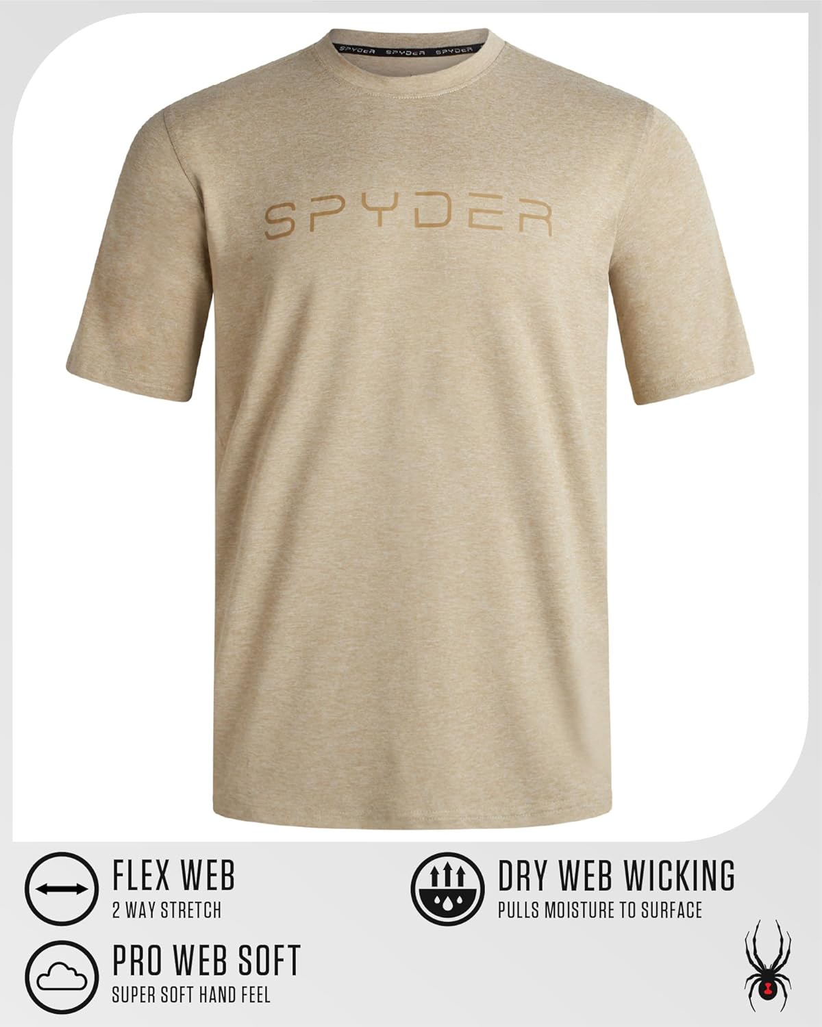 Spyder Mens T Shirt - Athletic Performance Short Sleeve Running Workout Tee - Moisture Wicking Crewneck Shirts for Men