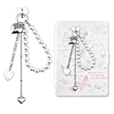 OWIGIU Kindle Charm Chain Wrist Strap for Phone Charms Case Kindle Accessories for Book Lovers Cute Heart Charm Hook Silver Heart Charms for Kindles DIY Phone Case