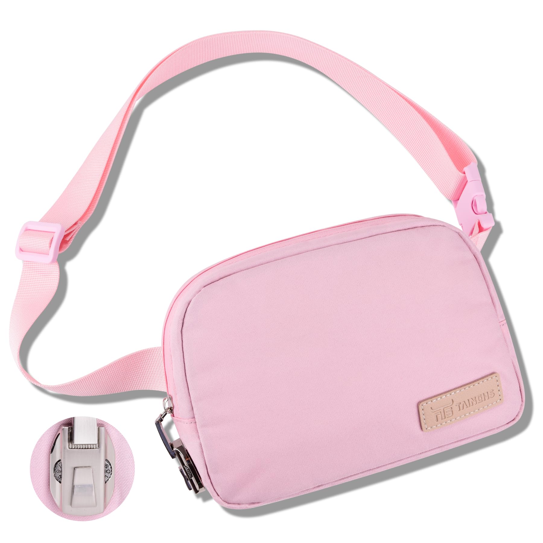 Smell Proof Bag with Lock, Unisex Belt Bag, Cross Body Fanny Pack for Women, Waterproof Fashion Waist Packs with Adjustable Strap, Waist Pouch for Workout Running Traveling Hiking, Pink