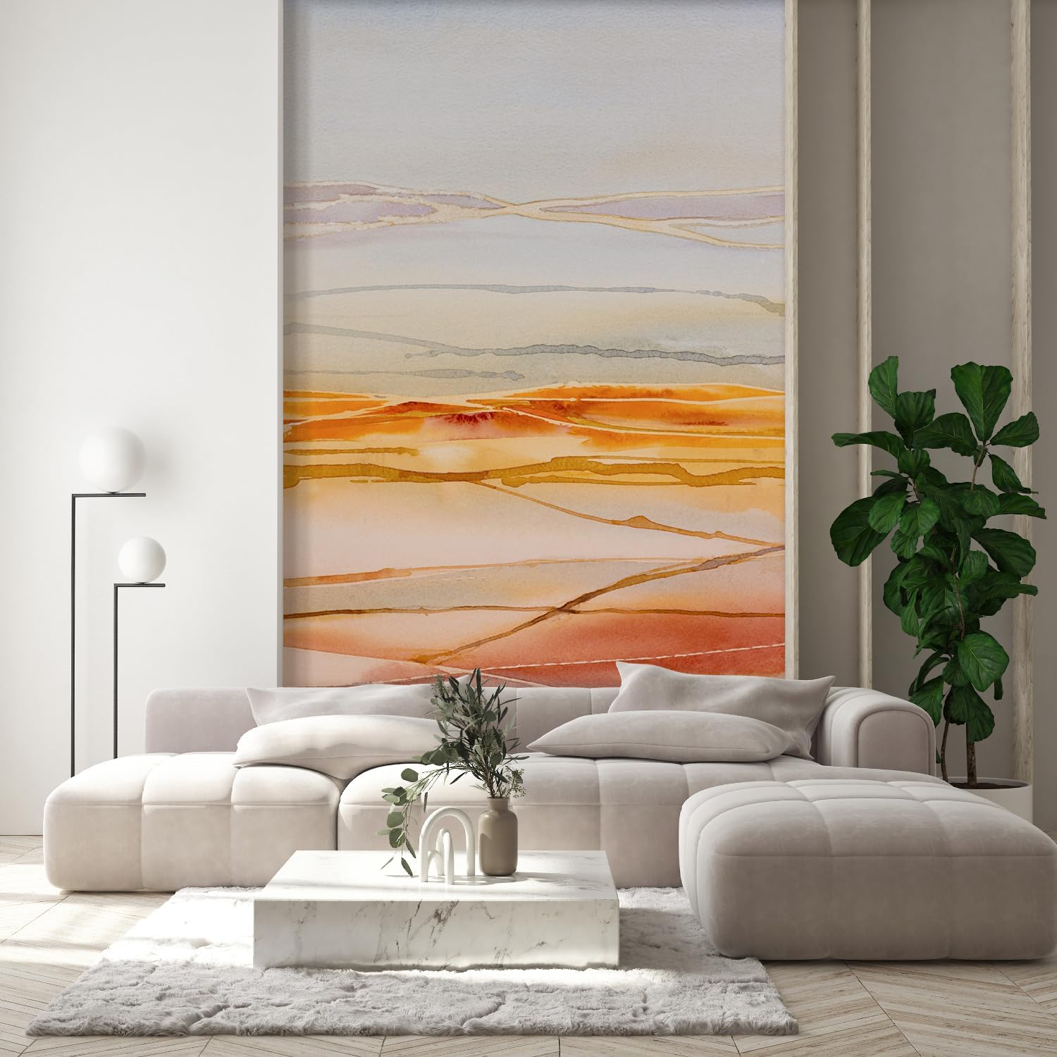 MUDECOR Wall Mural Desert Sunset Warm and Inviting Landscape Removable Self-Adhesive Wallpaper Wall Decoration for Bedroom Living Room - 72"x48"