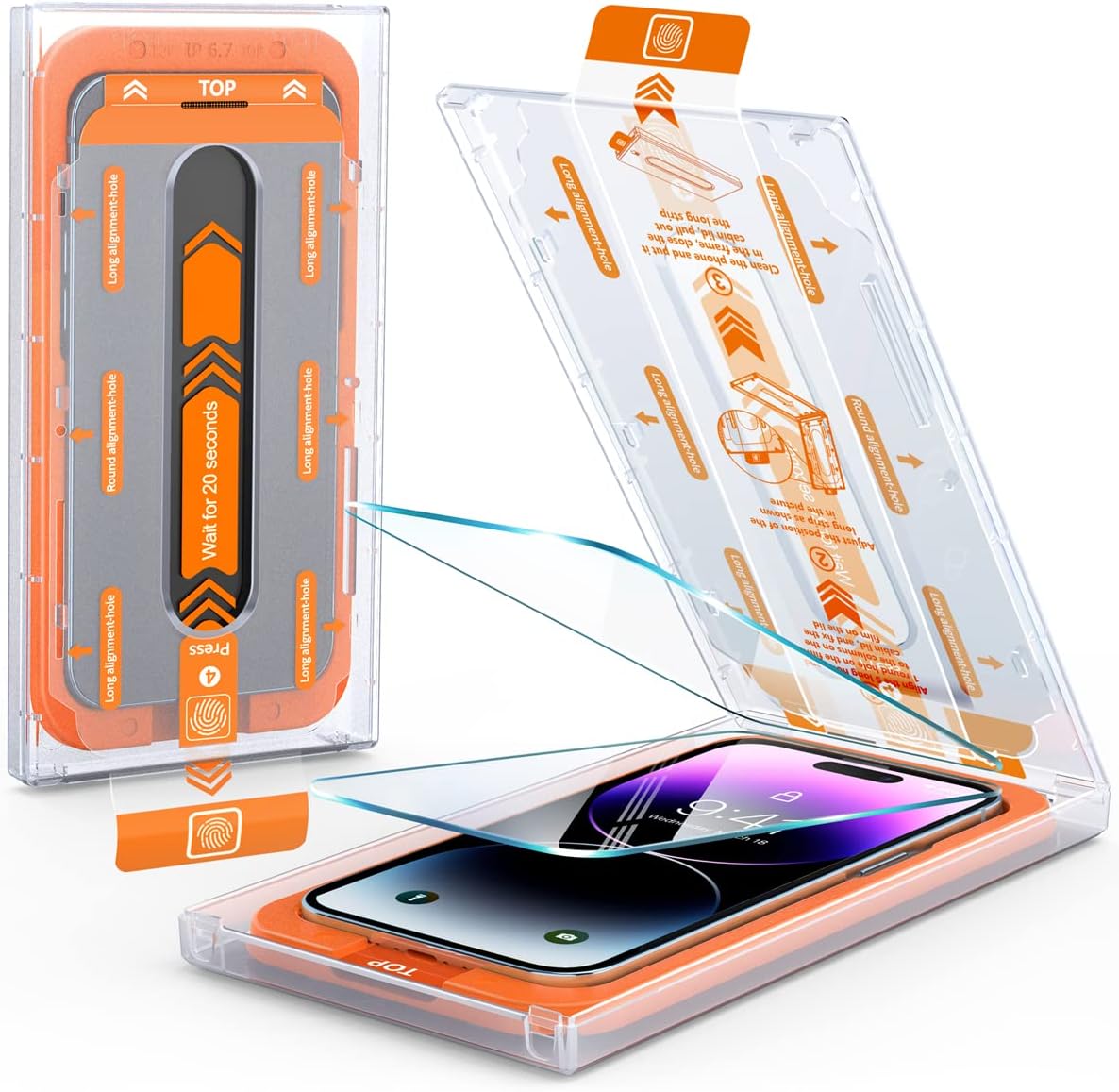 [2 Pack] Screen Protector for iPhone 14 Pro Max 6.7 Inch 2022 with [Auto Dust-Elimination] Installation Kit, Dynamic Island Compatible, Bubble Free/Anti Scratch/9H Hardness for iPhone 14 Pro Max 6.7" 2022 Release