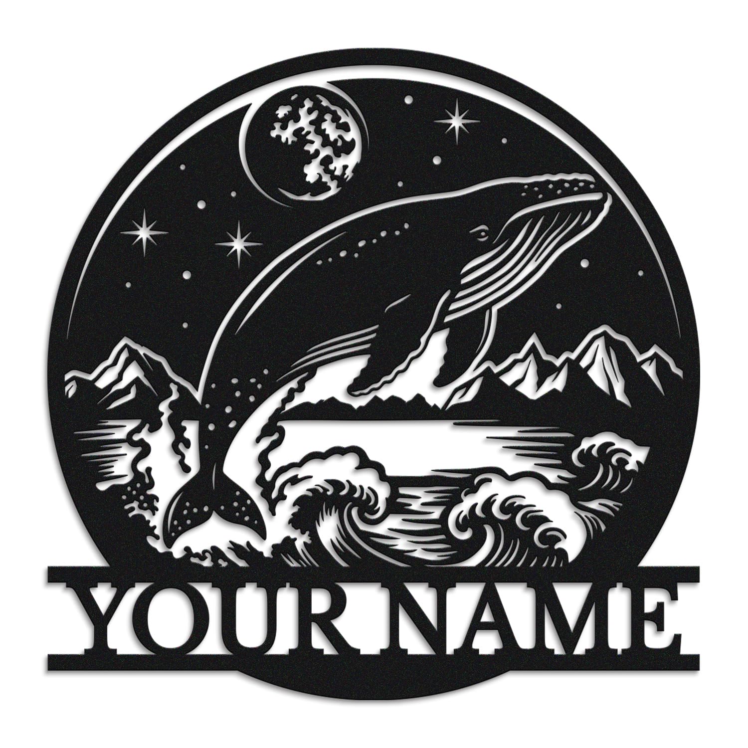 Personalized Whale Wall Art – Ocean-Themed Decor for Entryway or Living Room – Handcrafted Marine Sculpture for Coastal Home, Beach Cottage, or Nursery (Style-4)