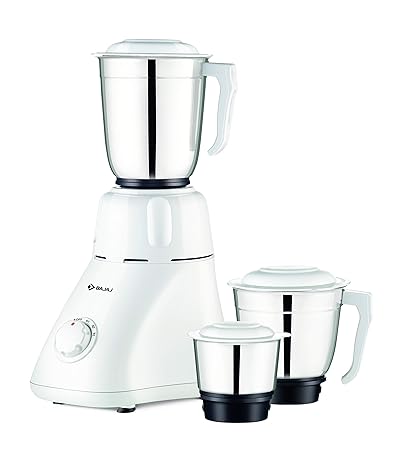 Bajaj Easy 500-Watt Mixer Grinder with 3 Jars (White)