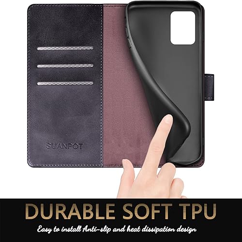 Miniatura 6 de SUANPOT Funda tipo cartera para Motorola (Moto G Power 2023) Bloqueo RFID Soporte para tarjetas de crédito, funda de piel sintética con tapa para
