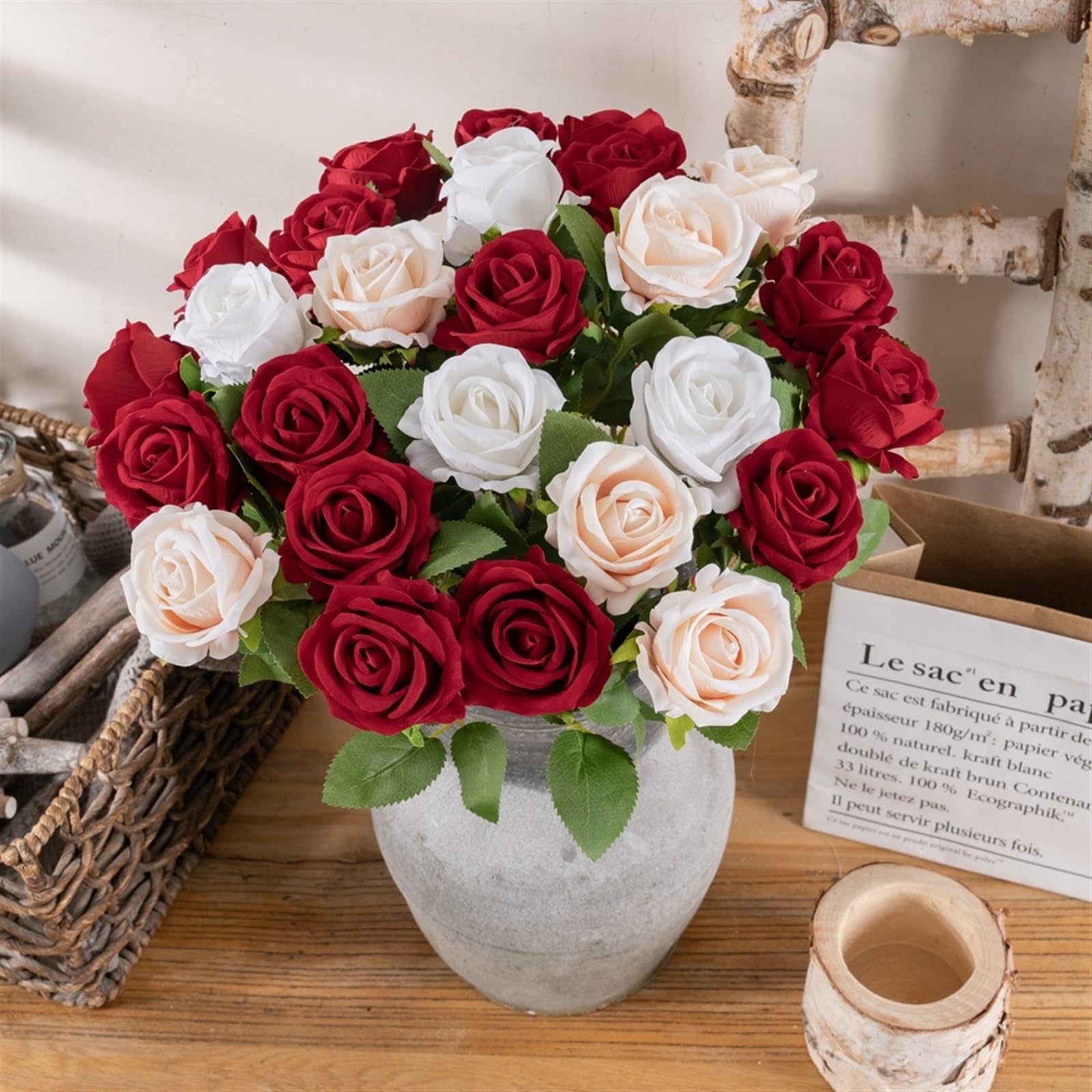 5 Köpfe Künstliche Blumen Kopf Für Hochzeit Mittelsträuße Blumensträuße DIY Blumendekor Wohnzimmer Balkon Arbeitszimmer Dekoration(A,5bundles)